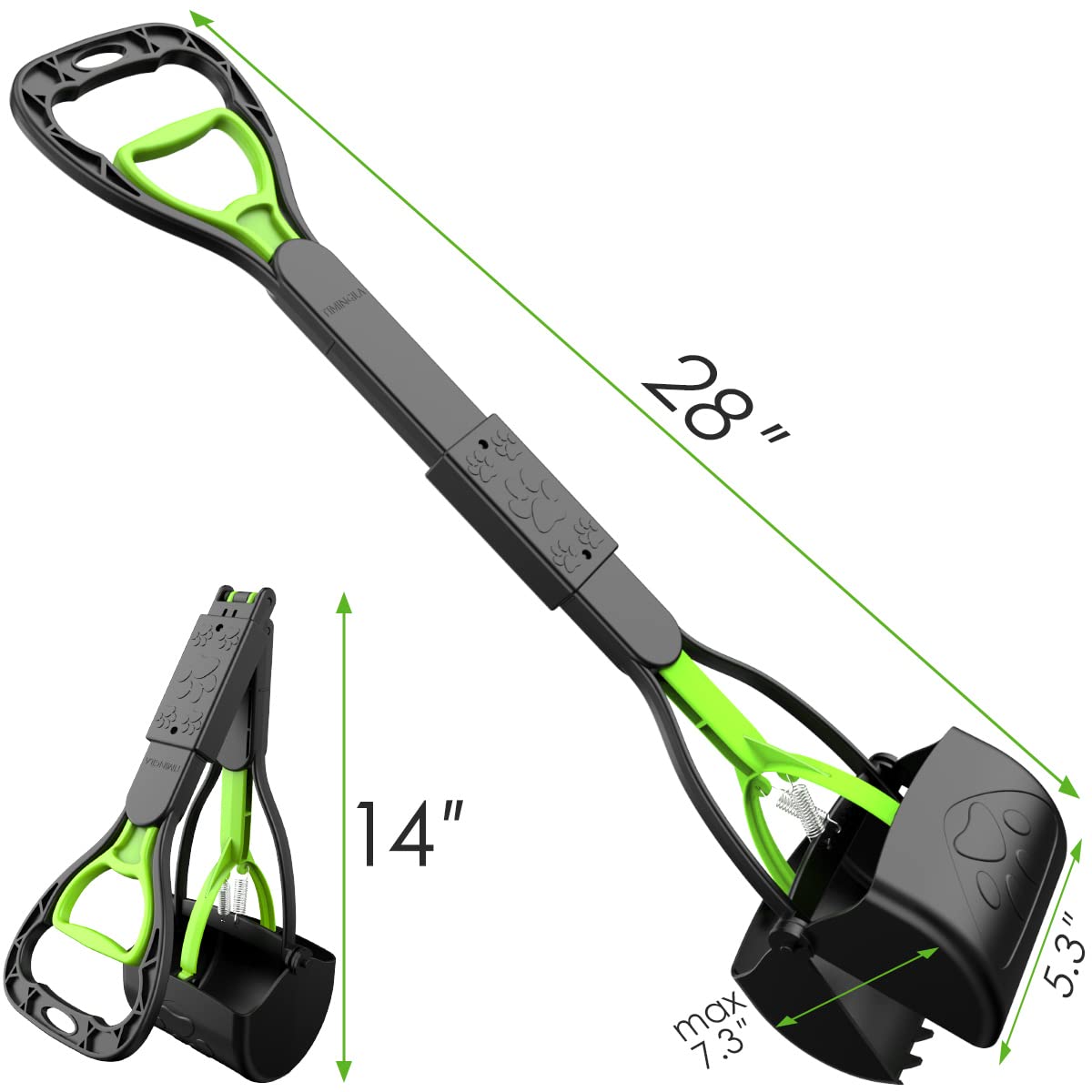 Timingila Pooper Scooper 28' Long Handle Portable Pet Poop Scooper For Large And Small Dogs,High Strength Material And Durable Spring,Great For Lawns, Grass, Dirt, Gravel