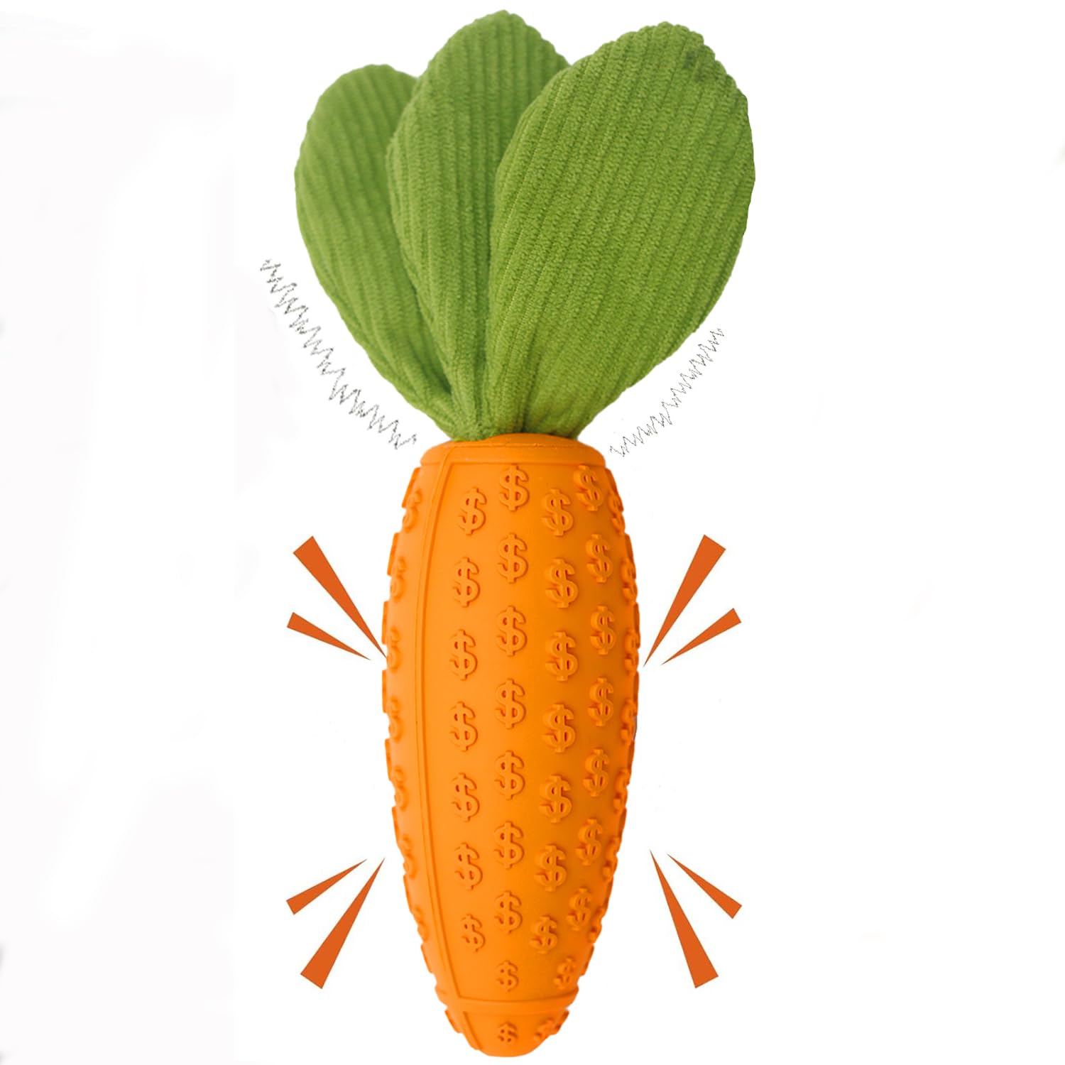 Svemei Squeaky Dog Chew Toys For Aggressive Chewers, Rubber Carrot Dog Toys, Interactive Tough Dog Toy,Funny Dog Teeth-Cleaning 