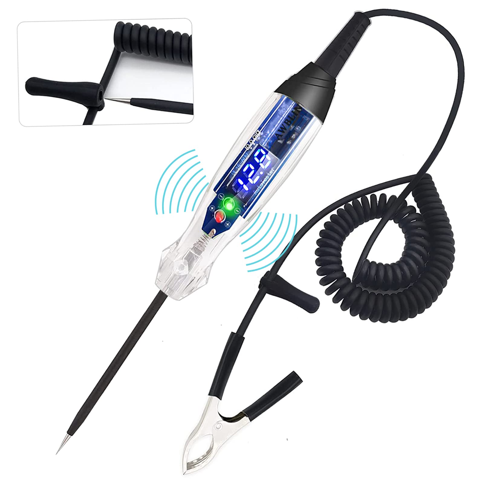 Awblin Upgraded Automotive Buzzer Test Light 4-60V Dc Digital Led Circuit Tester, Heavy Duty Light Tester With Voltmeter, Auto B