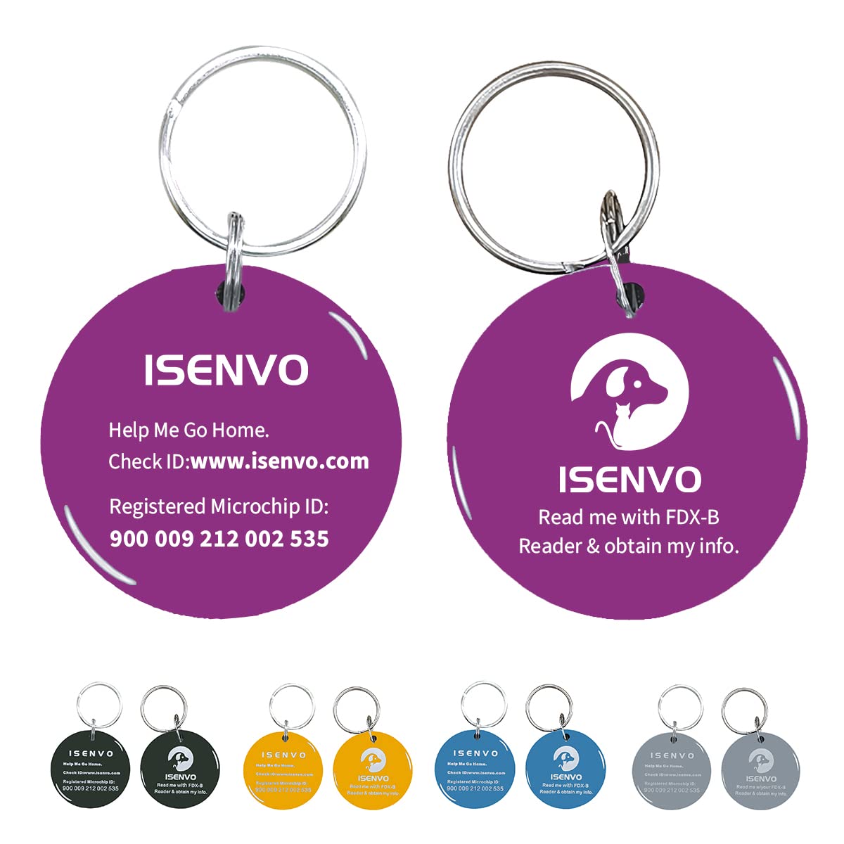 Pet Id Tag With Microchip Inside, Use For Smart Auto Pet Door And Feeder,Waterproof And Durable Pet Id Tag With Free Registration & Lifetime Pet Recovery Service (Purple)