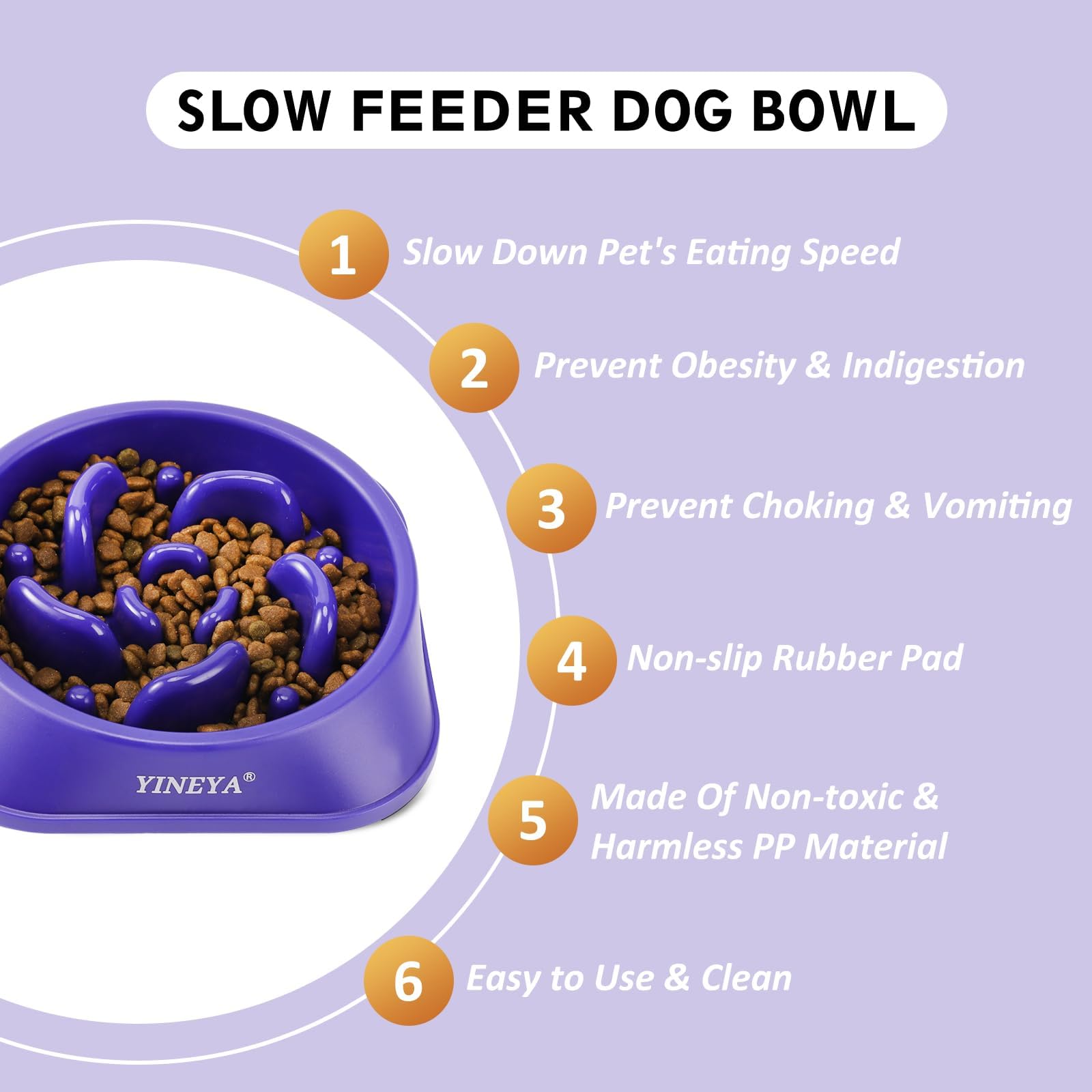 YINEYA Slow Feeder Dog Bowls, Pet Supplies That Slow Down Eating, Pet Food Bowls, Maze Dog Puzzle Feeder for Medium Breed