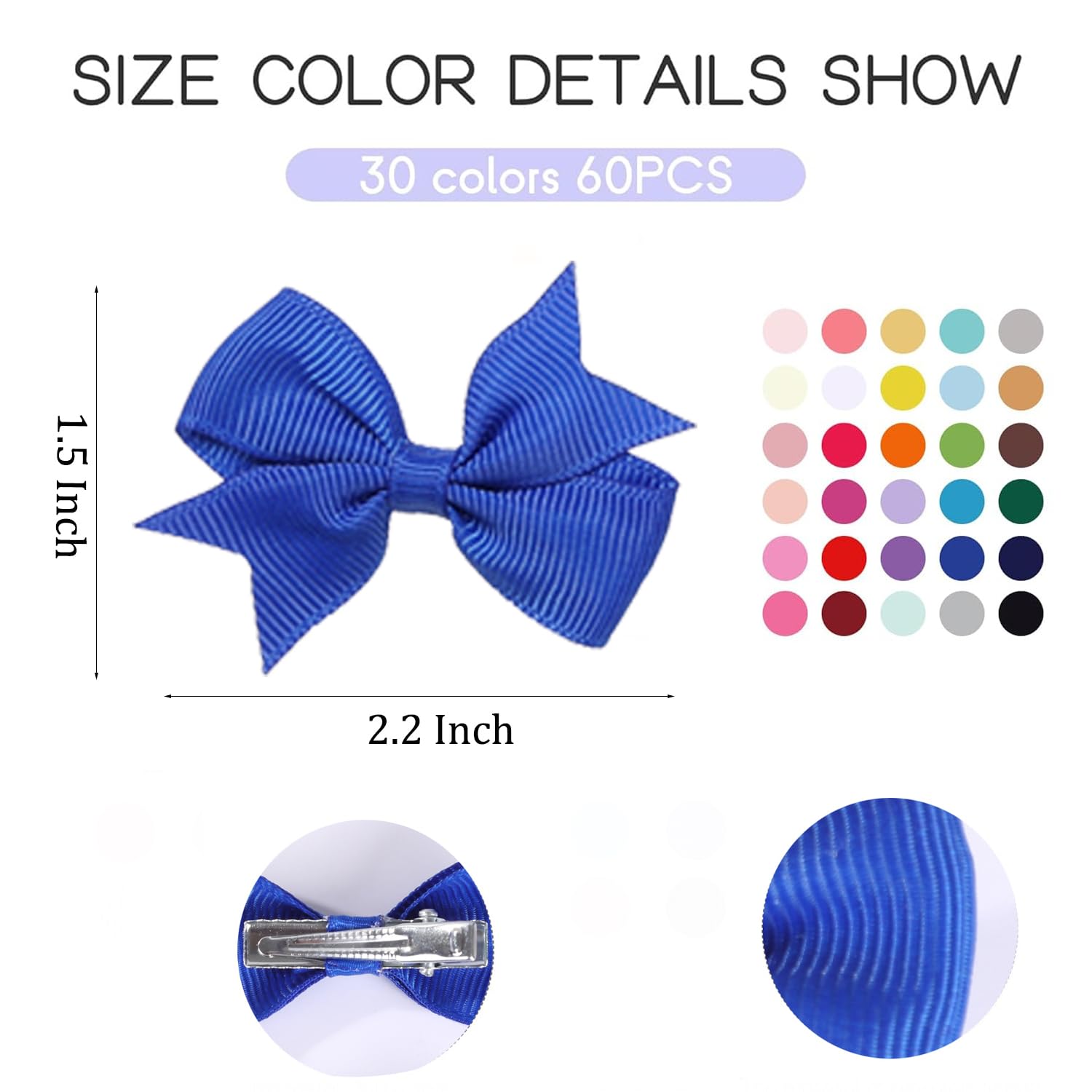 60Pcs Puppy Dog Bows With Clips,2.2 Inch Handmade Hair Accessories Bow Pet Puppy For Doggies Cat Kitten Rabbit Grooming Accessor