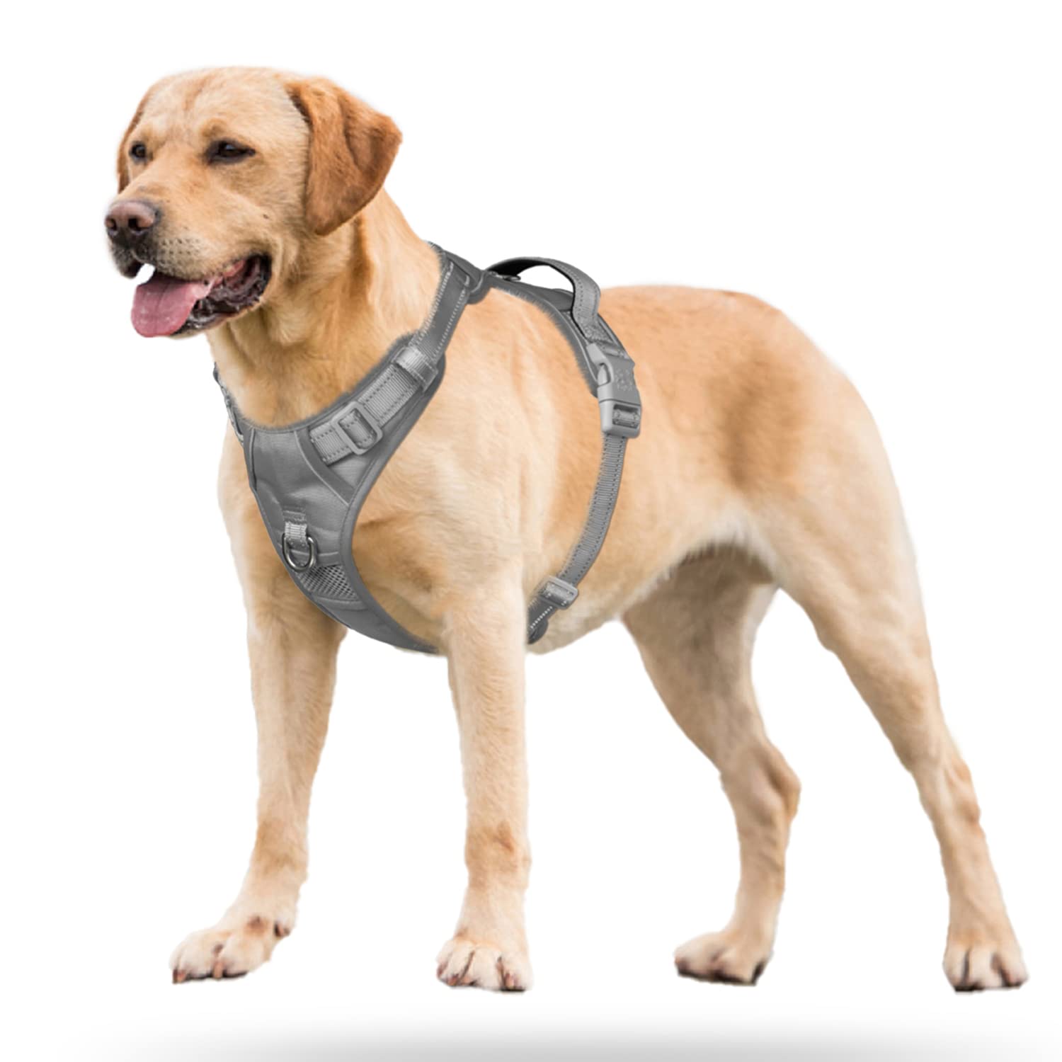 Poypet No Pull Dog Harness, No Choke Reflective Dog Vest, Adjustable Pet Harnesses With Easy Control Padded Handle For Small Med