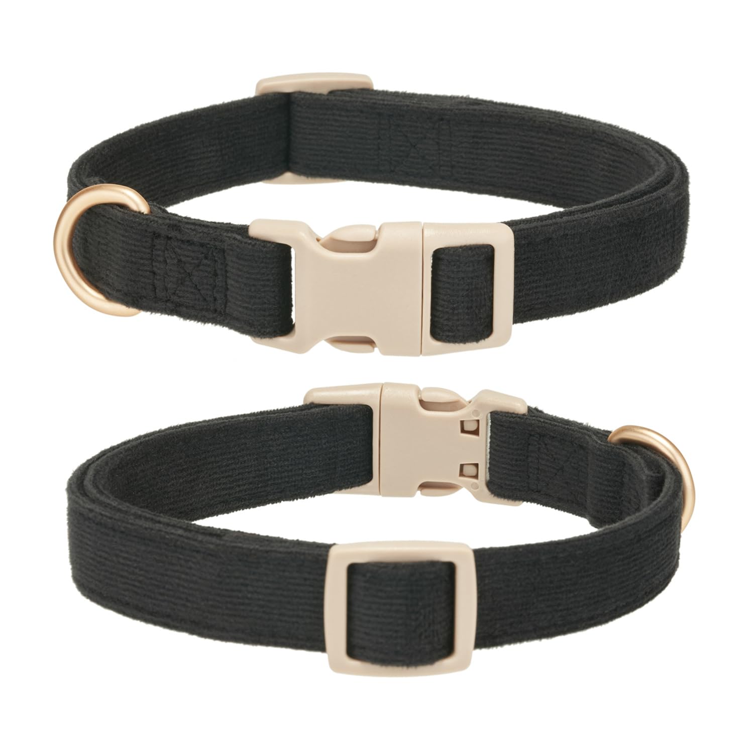 Yudote Soft Cotton Dog Collar Adjustable Corduroy Dog Collars For Small Medium Large Dogs(Black,Small)