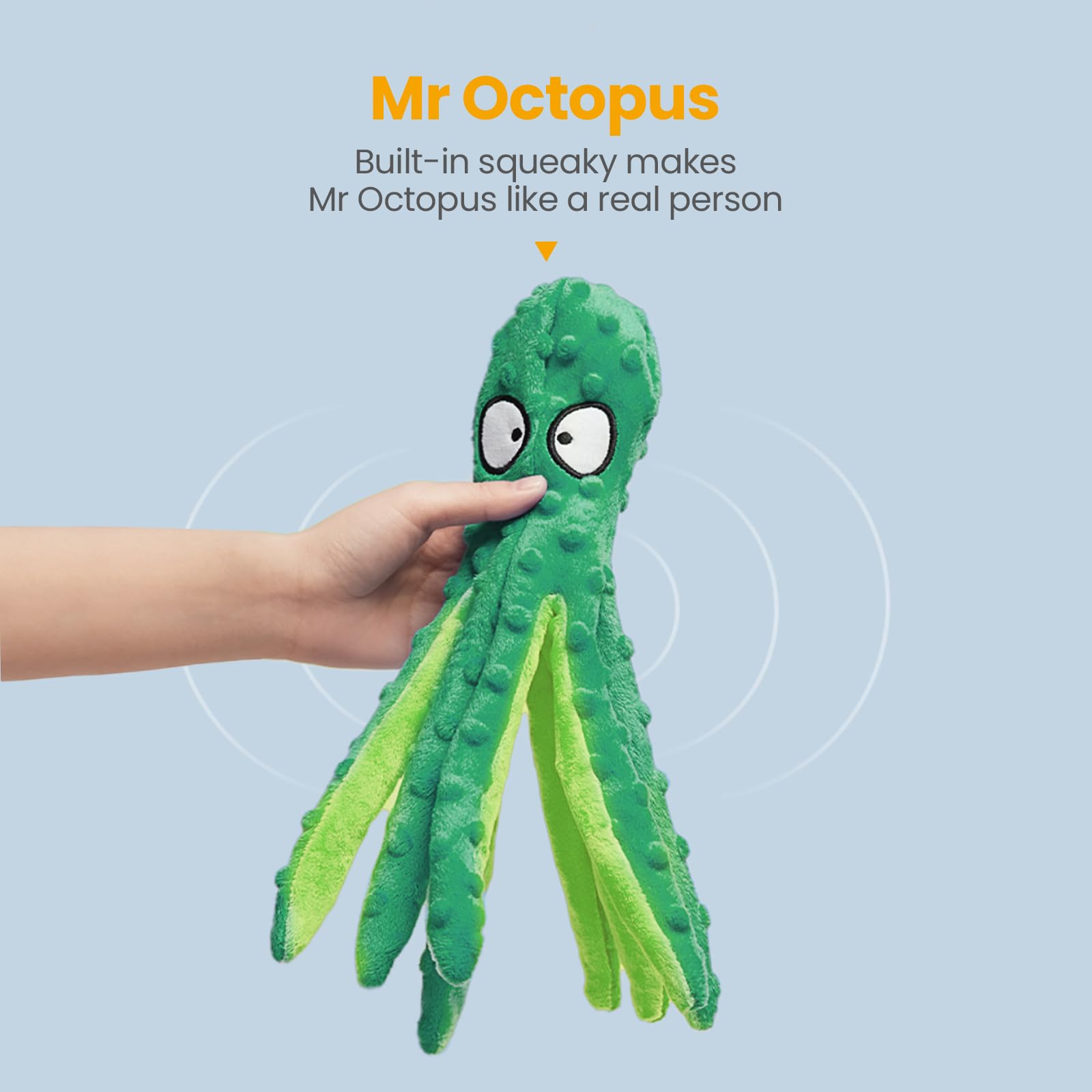 Hgb Squeaky Dog Toys - Octopus No Stuffing Crinkle Plush Large Dog Toys To Keep Them Busy For Puppy Teething Chewing, Pet Suppli