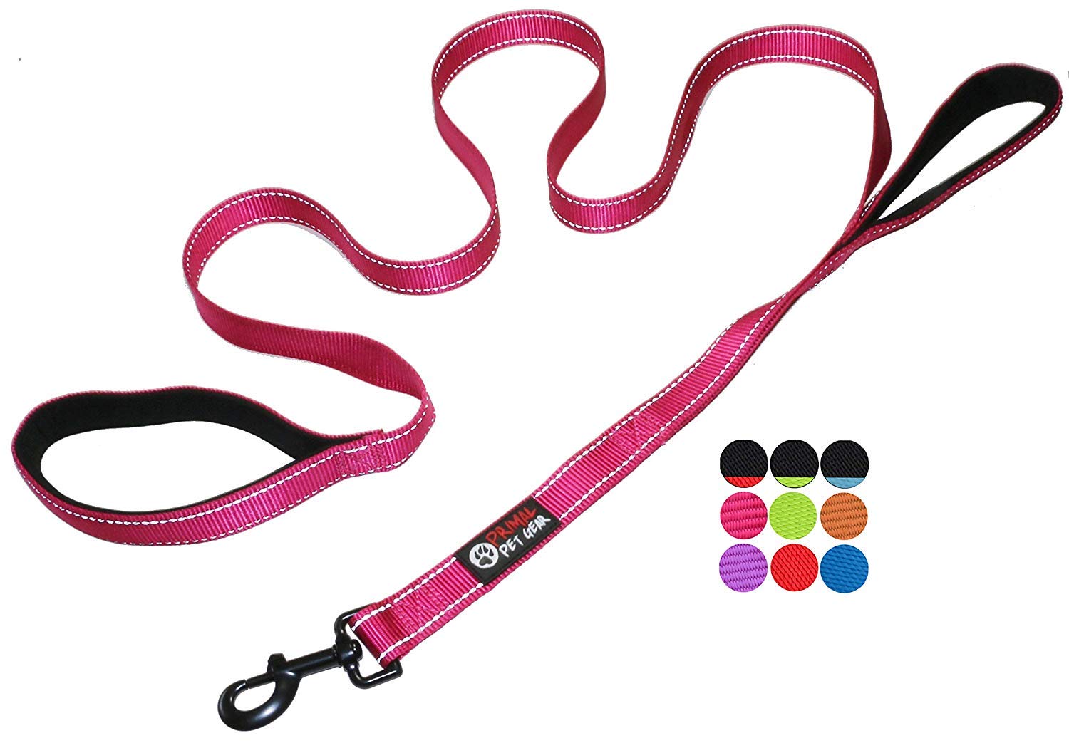 Primal Pet Gear Dog Leash 6Ft Long,Traffic Padded Two Handle,Heavy Duty,Reflective Double Handles Lead For Control Safety Training,Leashes For Large Dogs Or Medium Dogs,Dual Handles Leads(Pink)