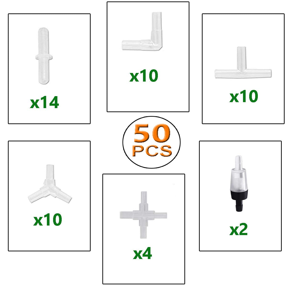 Y-Axis 50 Pcs Aquarium Air Valve Connector Acrylic Inline Tubing Non-Return Valves For 3/16 ''