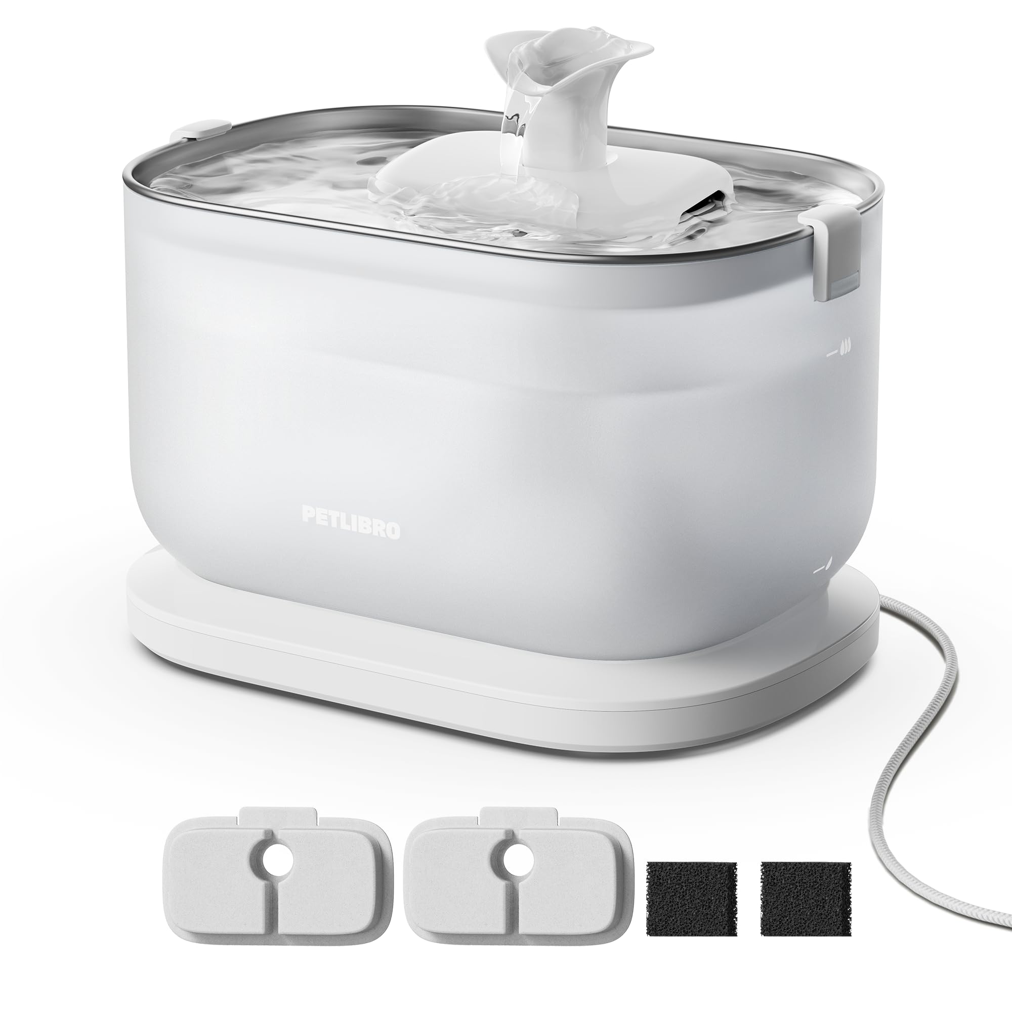PETLIBRO Cat Water Fountain, Cat Fountain Indoor Stainless Steel Tray, 2.5L/84oz Wireless Pump Pet Water Fountain, Cat Water Dis