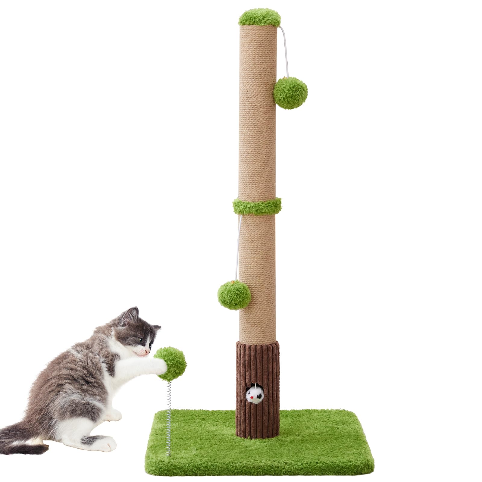 Woochpet 33 Tall Cat Scratching Post for Indoor Cats, Premium Sisal Scratch Posts with Cat Toys and Fun Mouse Holer for Cats at 