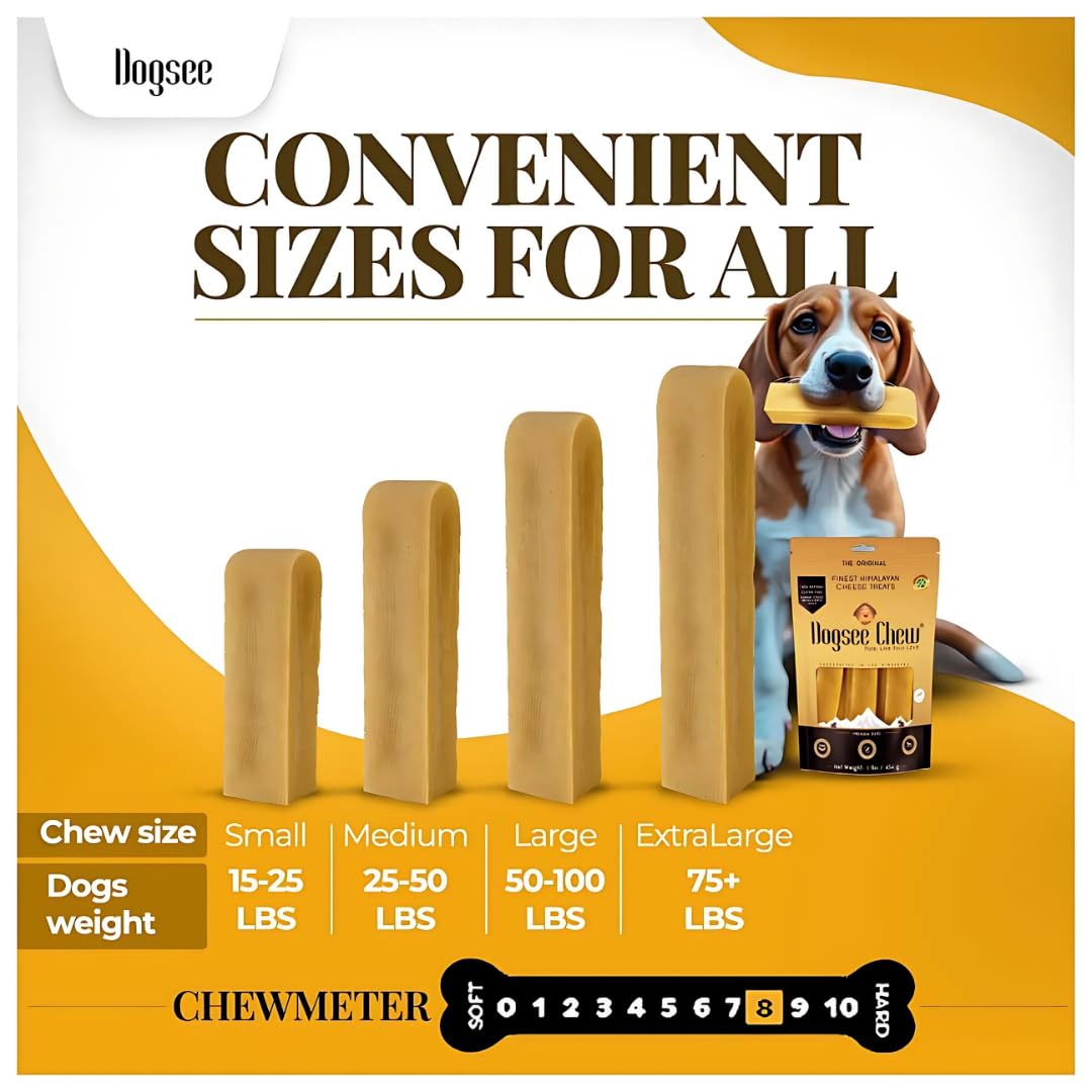 Dogsee Original Himalayan Yak Cheese Dog Chews XL - 6 Chews | Dog Treats Rawhide Free | Fight Plaque & Tartar | All Natural Long