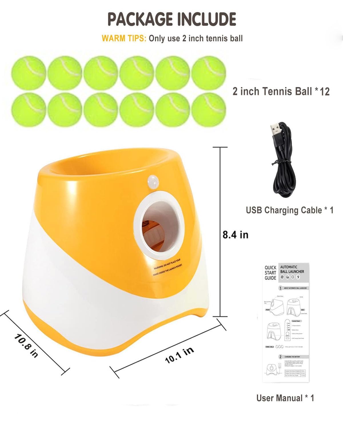 Rigshru Interactive Automatic Ball Launcher For Dogs - 12 Tennis Balls,Balllauncher For Medium & Small Dogs, Self-Throwing Machi