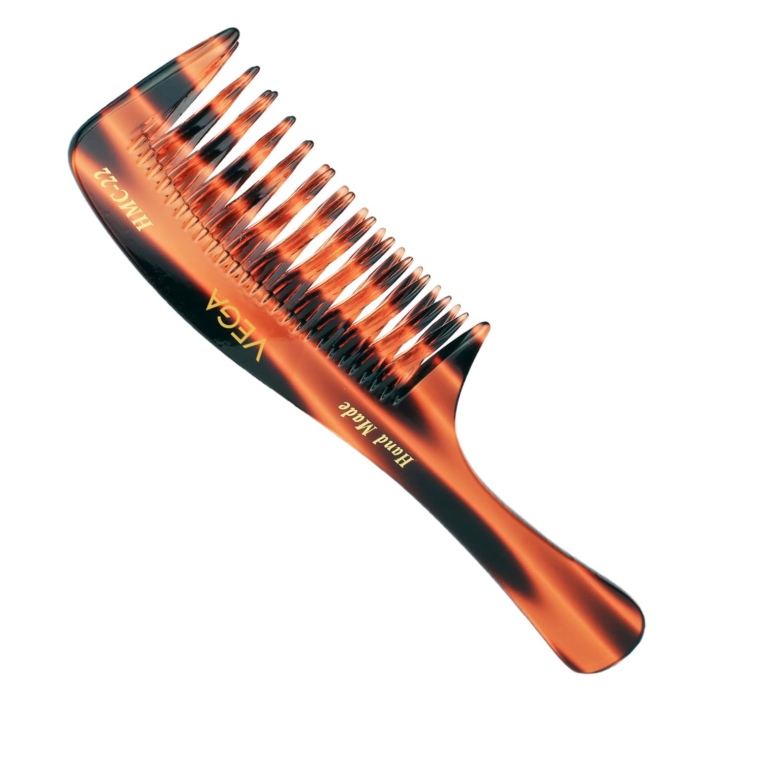 Vega Handcrafted DeTangling Hair Combfor Men & Women, Detangling, Daily Grooming | Made from Cellulose Acetate Nonpetroleum Ba
