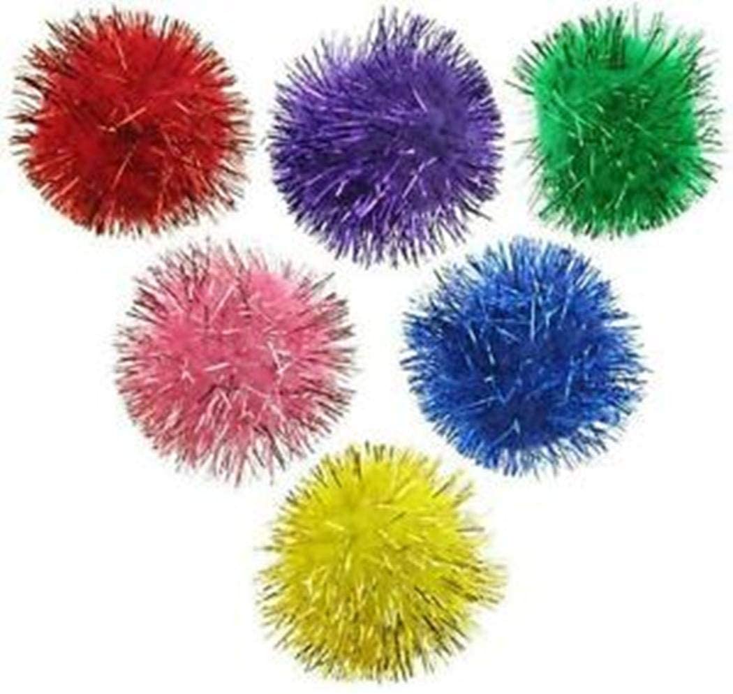 The Lovely Creations 30Mm Glitter Pom Pom Ball Cat Eyes Pet Bird Play Puffy Dog Toys 100Pcs.