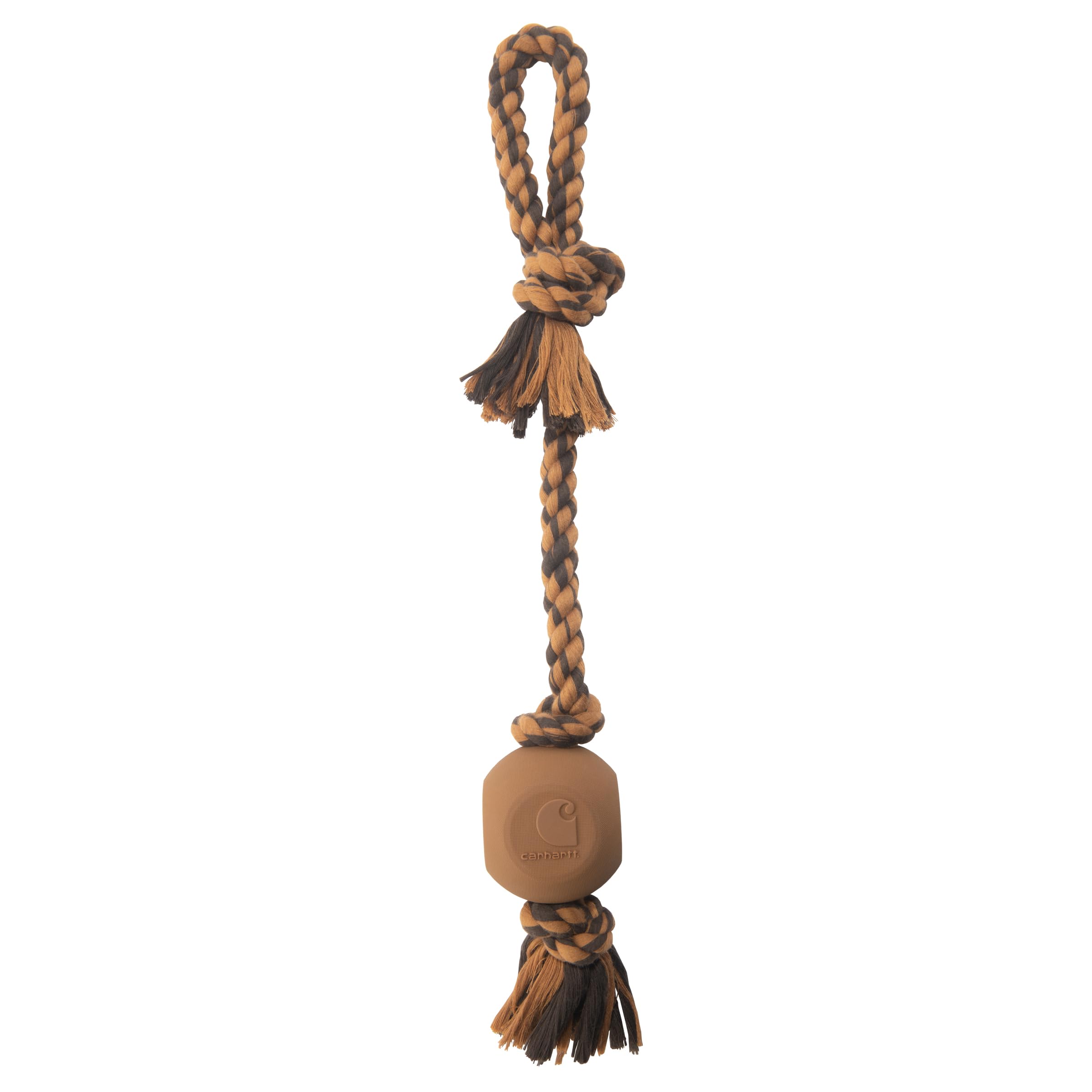 Carhartt Pet Toys Rubber Ball Dog Rope Pull, Durable Pull for Dogs, Carhartt Brown/Dark Brown