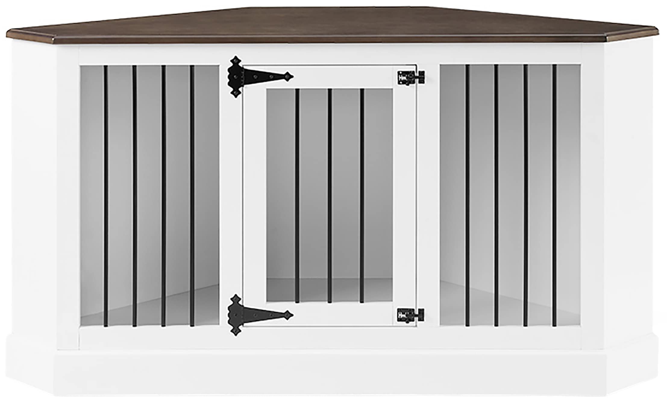 Crosley Furniture Winslow Corner Dog Crate Credenza Kennel for Pets, White