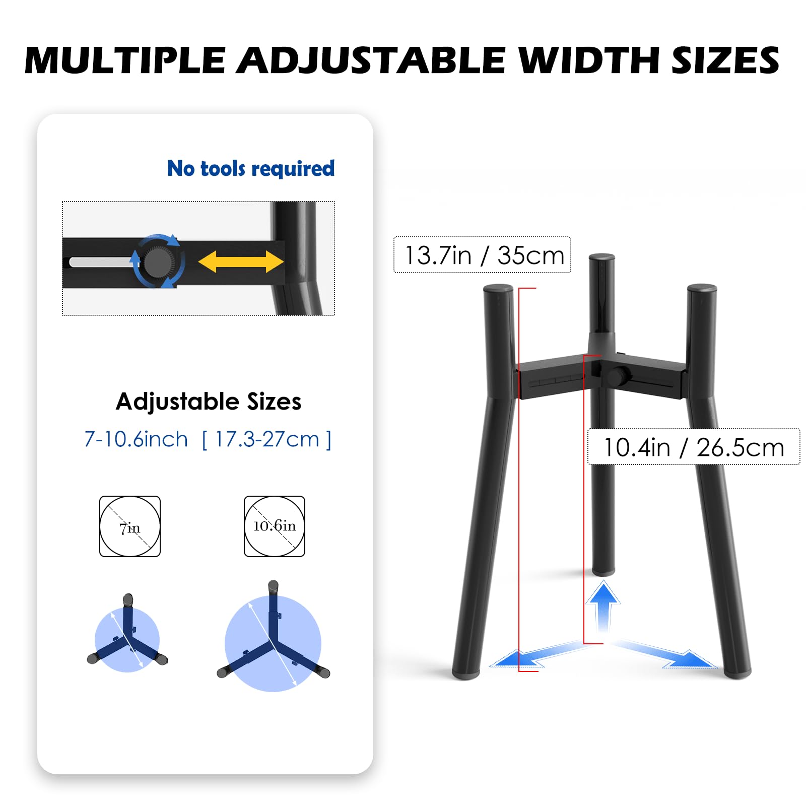 Tidant Adjustable Dog Bowl Stand For Large Dogs, Elevated 7-10.6'' Wide Bowls, 13.7'' Tall, Single Holder