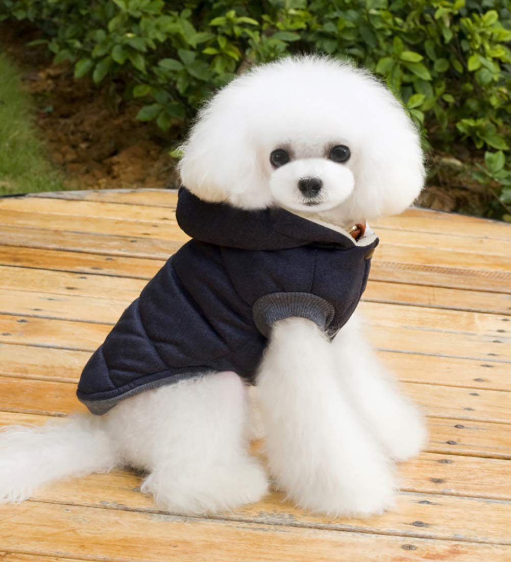 Dog Coat Rdc Pet Hoodie Cold Weather Coats Warm Dog Apparel Winter Thick Clothes Dog Cozy Jacket For Small Dog Medium Cat (M, B-Blue)