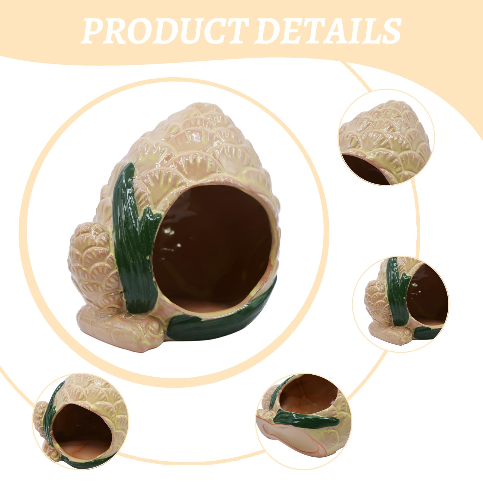 AnRui Ceramic Pinecone Aquarium Decor Hideaway Cute Mini House Betta Fish Tank Accessories Decoration Hideout Cave Ornament for