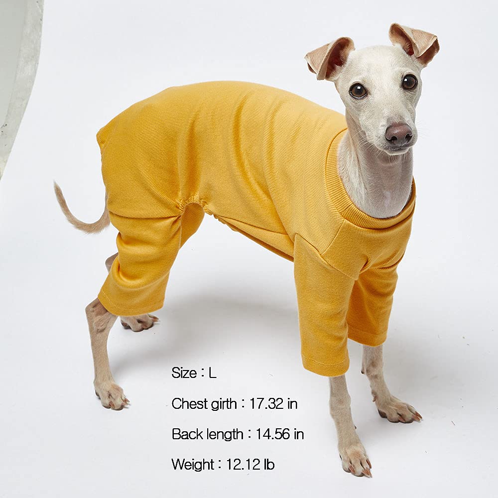 Lucky Petter Pet Clothes For Dog Cat Puppy Basic Pajamas Durable And Elastic Dog Pajamas Onesie Outfits (X-Large, Basic Mustard)