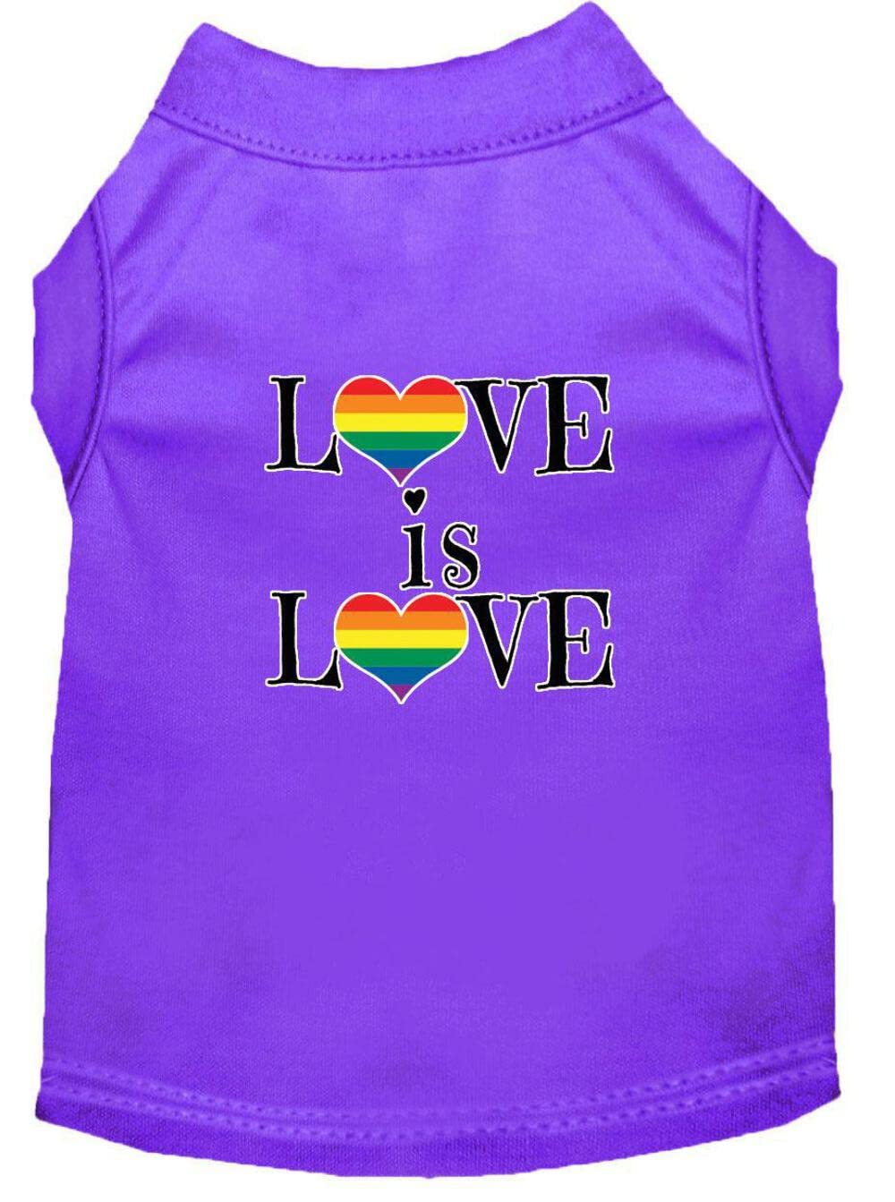 Pet Dog & Cat Shirt Screen Printed, &quot;Love Is Love&quot; Purple XL (14-20 lbs.)