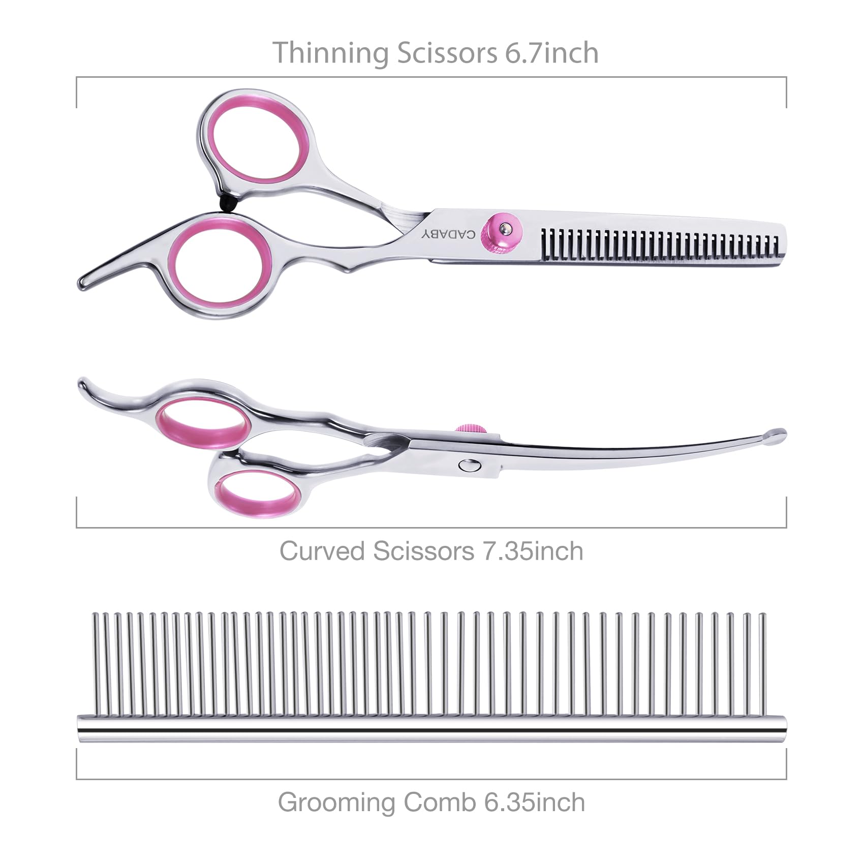 Cadaby Dog Grooming Scissors Kit With Safety Round Tips, 3 In 1 Professional Dog Grooming Scissors, 4Cr Stainless Steel Pet Groo
