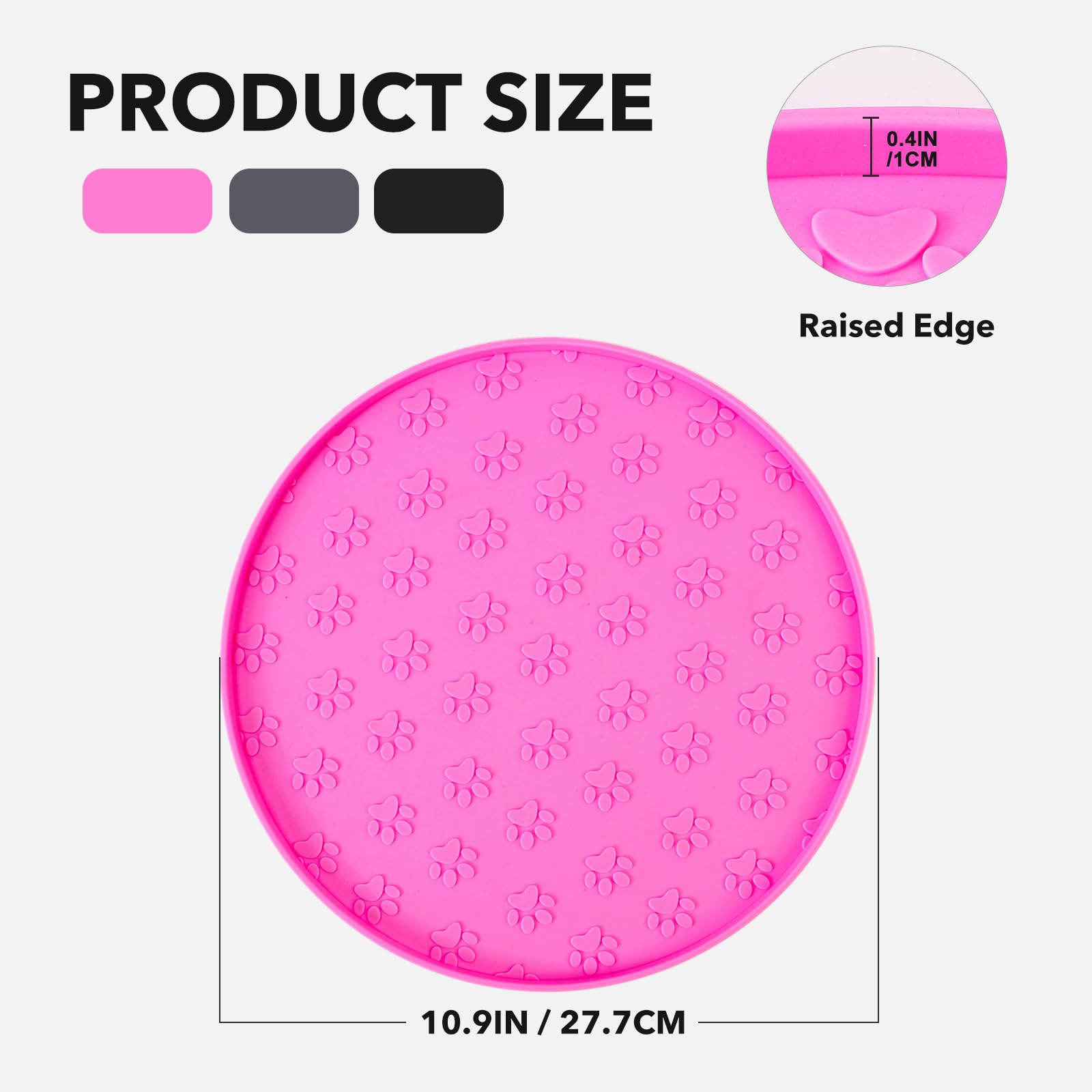 Silicone Pet Food Mat - Waterproof Dog Food Bowl Mat Cat Feeding Mat Thicker Pet Placemat Eating Mat with High Lip to Prevent Sp