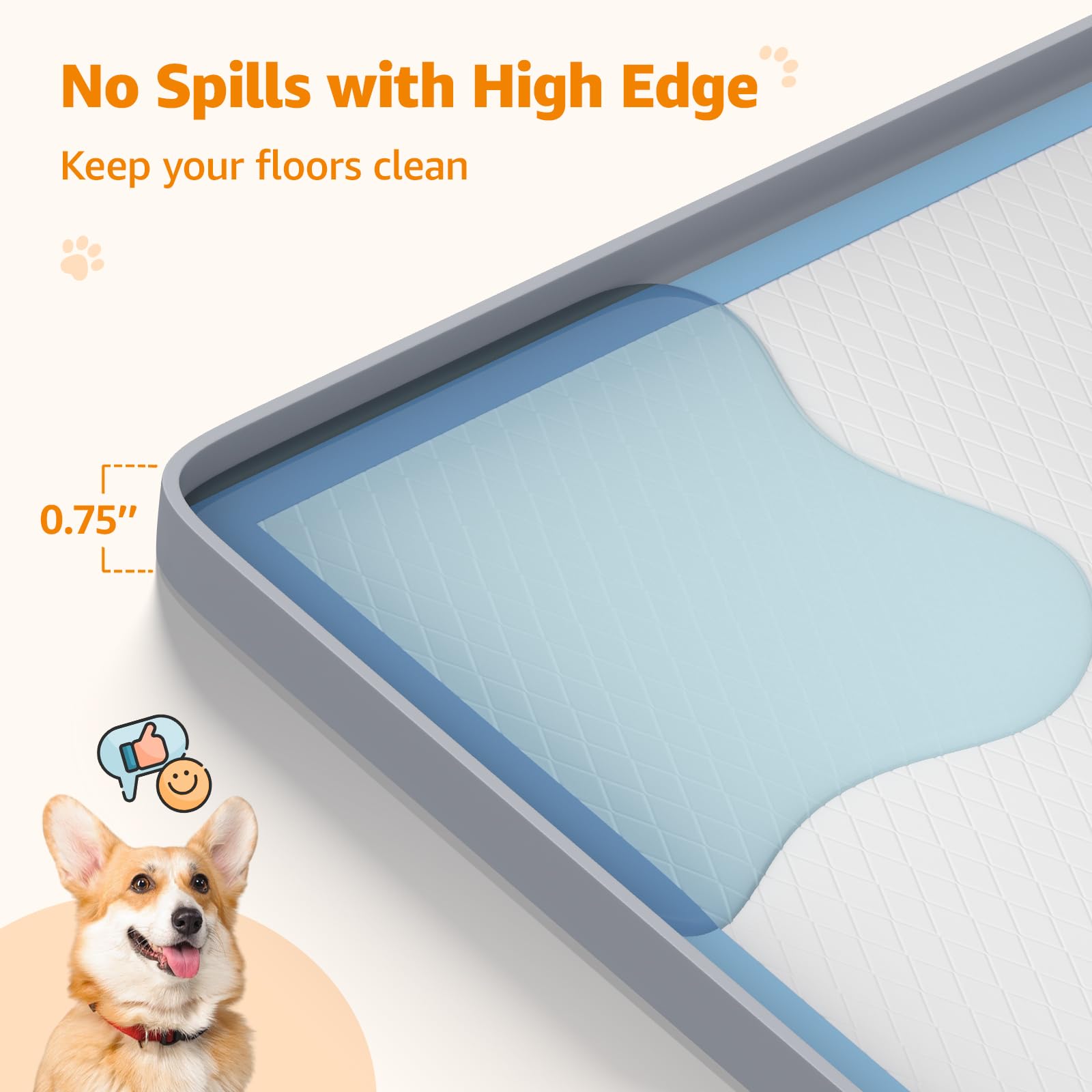 LOOBANI Large Dog Pee Pad Holder - Silicone Puppy Potty Tray With High Edge and 4 Clamps for Training, Fits Up to 27'' x 27'' Pa
