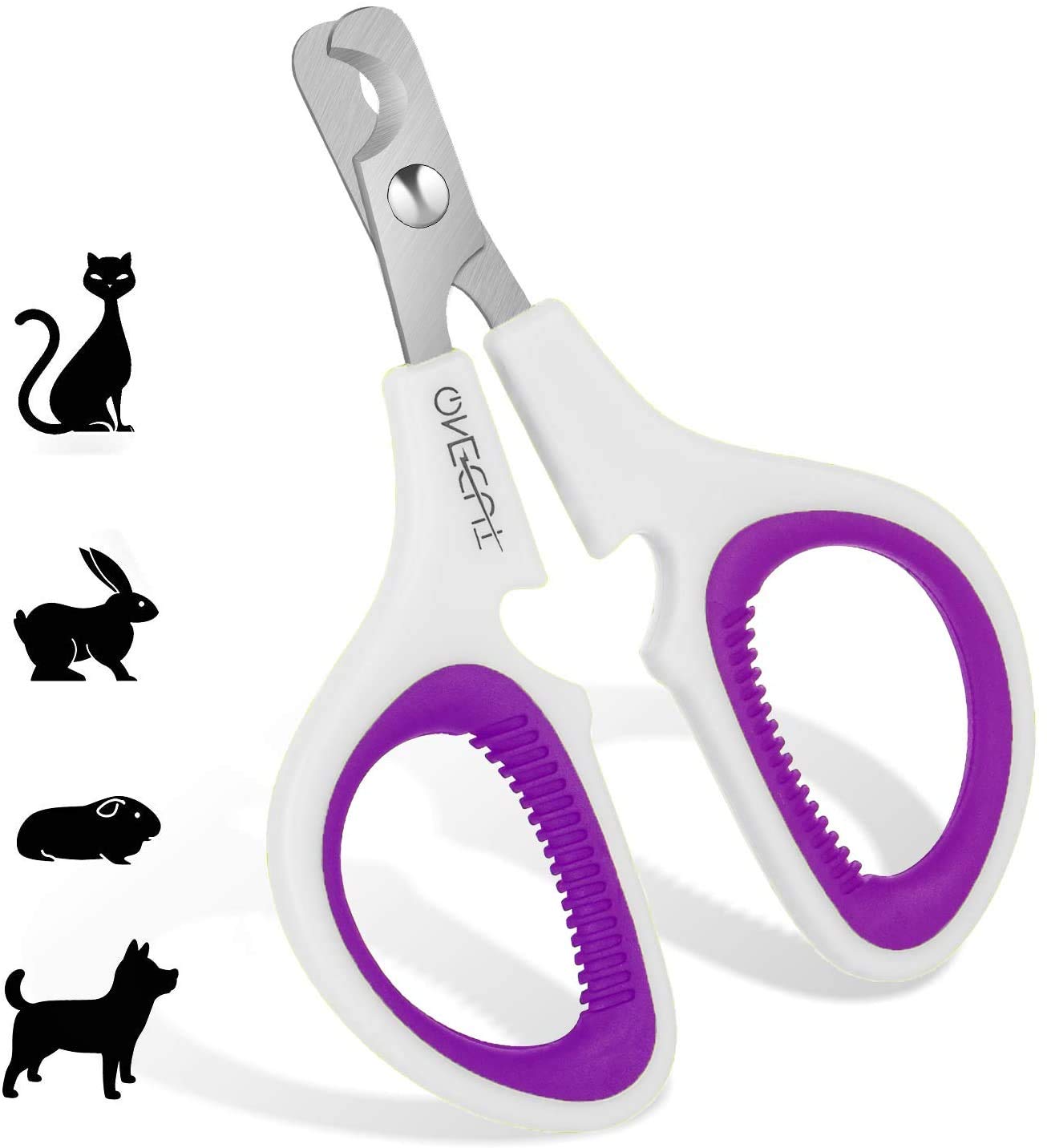 Onecut Pet Nail Clippers, Update Version Cat & Kitten Claw Nail Clippers For Trimming, Professional Pet Nail Clippers Best For A Cat, Puppy,Rabbit, Kitten & Small Dog,Sharp & Safe (Purple)