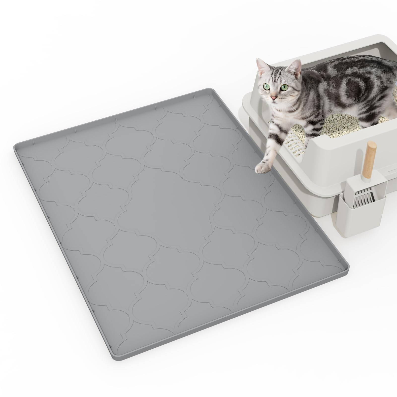 Cat Litter Mat, 28 X 22 Silicone Litter Box Mat, Cat Litter Trapping Mat for Indoor Use, Easy Clean for Scatter Control, Soft on