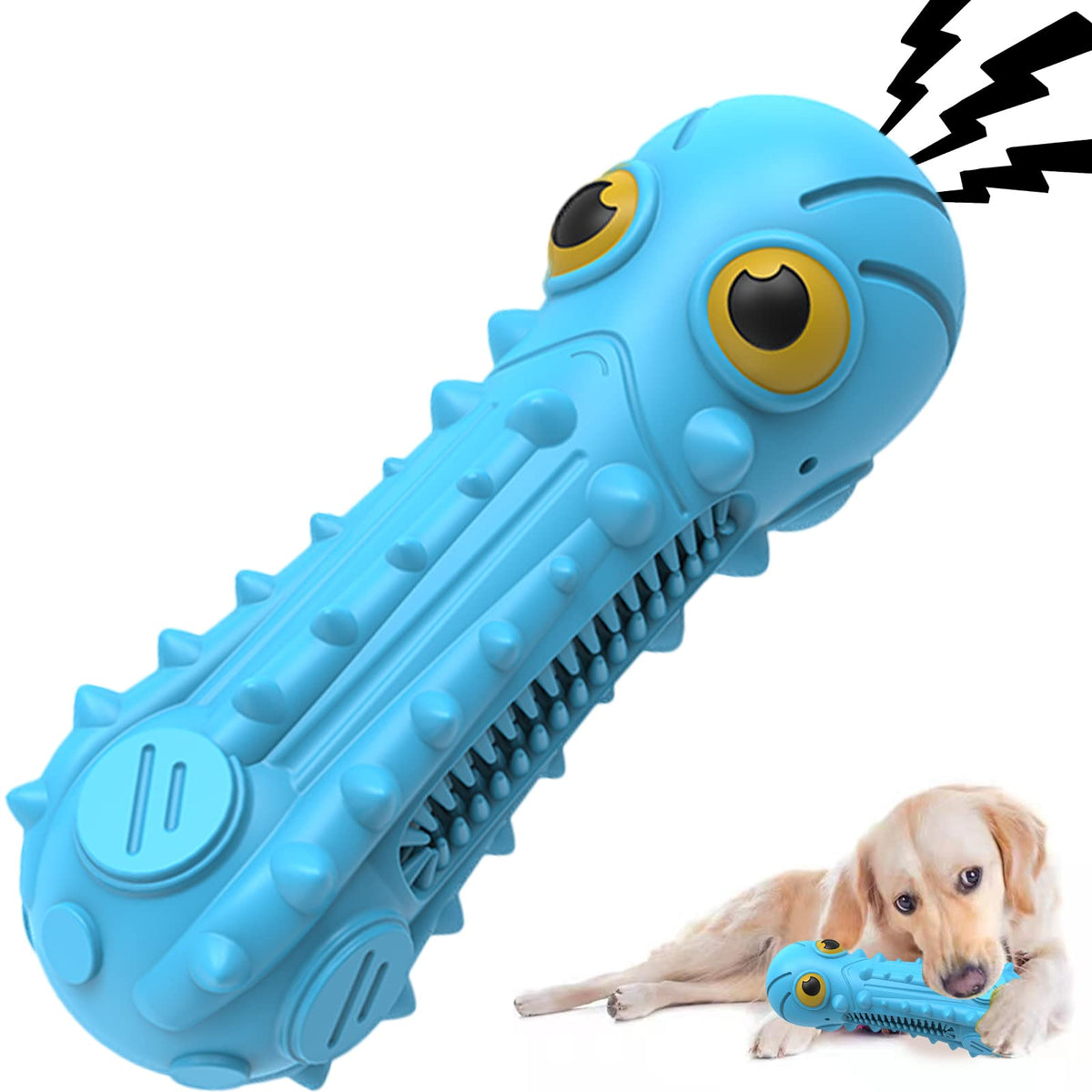 Zikaton Dog Squeaky Toys For Aggressive Chewers, Durable Dog Chew Toys For Large Medium Breed Dog, Dog Toys, Tough Durable Dogs Toys With Natural Rubber (Bule Octopus, For Larege Dogs)