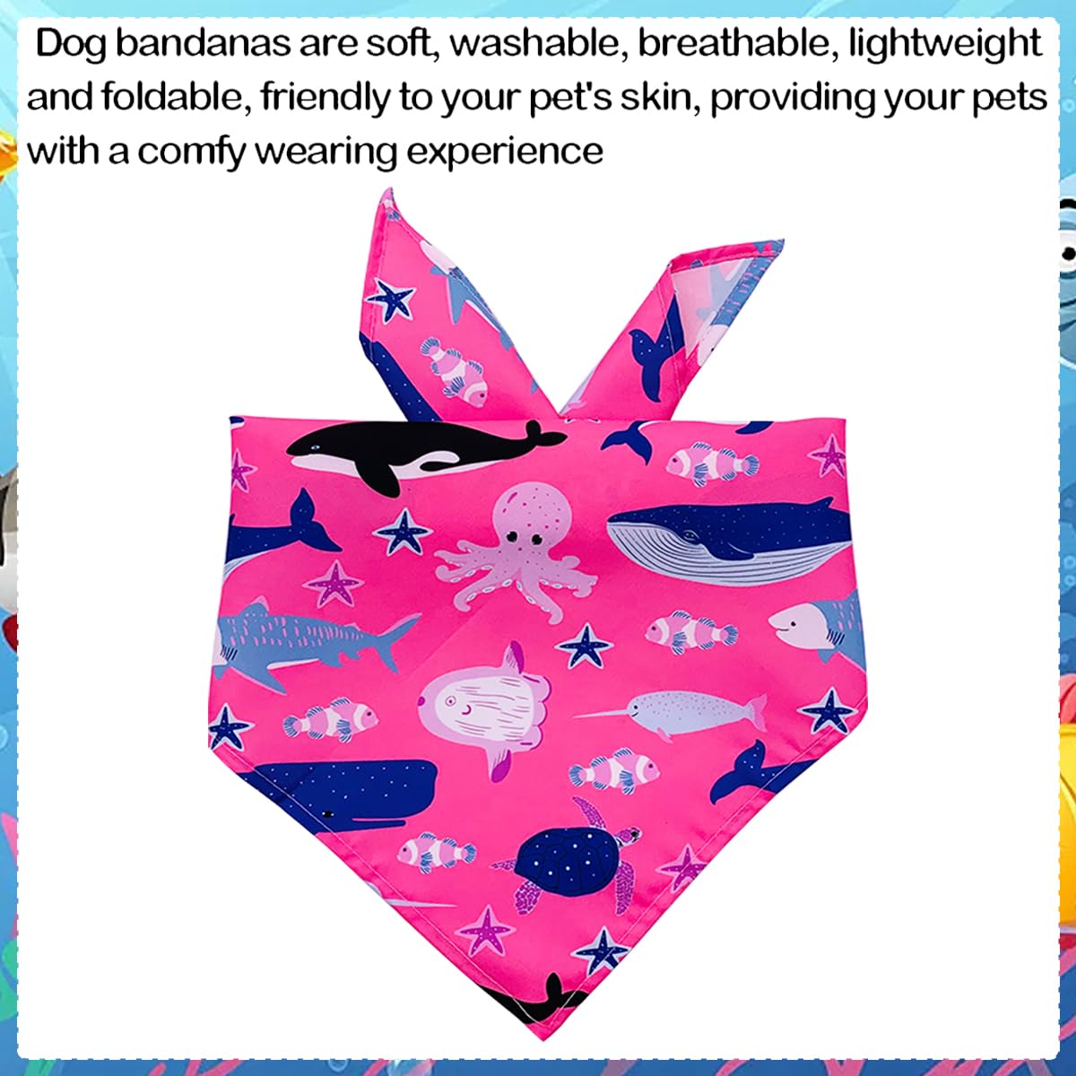 Jpgdn 100Pcs Dog Bandanas Bulk Sea Animals Summer Beach For Small Medium Dog Shark Turtle Sea Star Dolphins Kerchief Triangle Bi