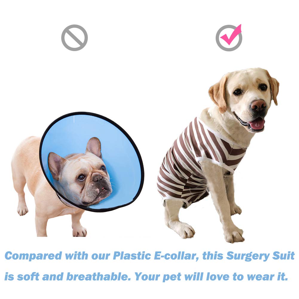 Dogs Recovery Suit Post Surgery Shirt For Female Male Dog, E-Collar Alternative Wound Protective Clothes (Navy-White-5Xl)
