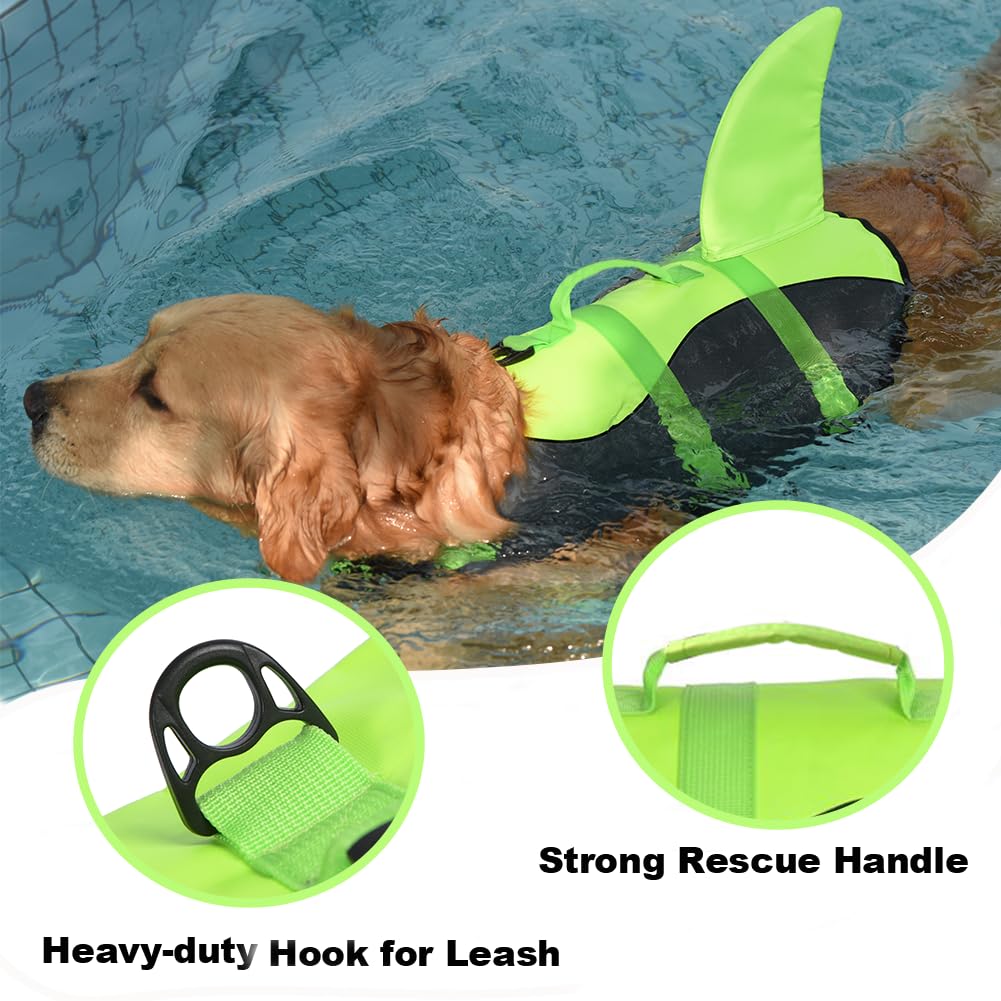 Doglay Dog Life Jacket Shark, Ripstop Dog Life Vests For Swimming Boating With High Buoyancy And Rescue Handle, Adjustable Dog Life Jacket Pet Flotation Vest For Small Medium Large Dogs