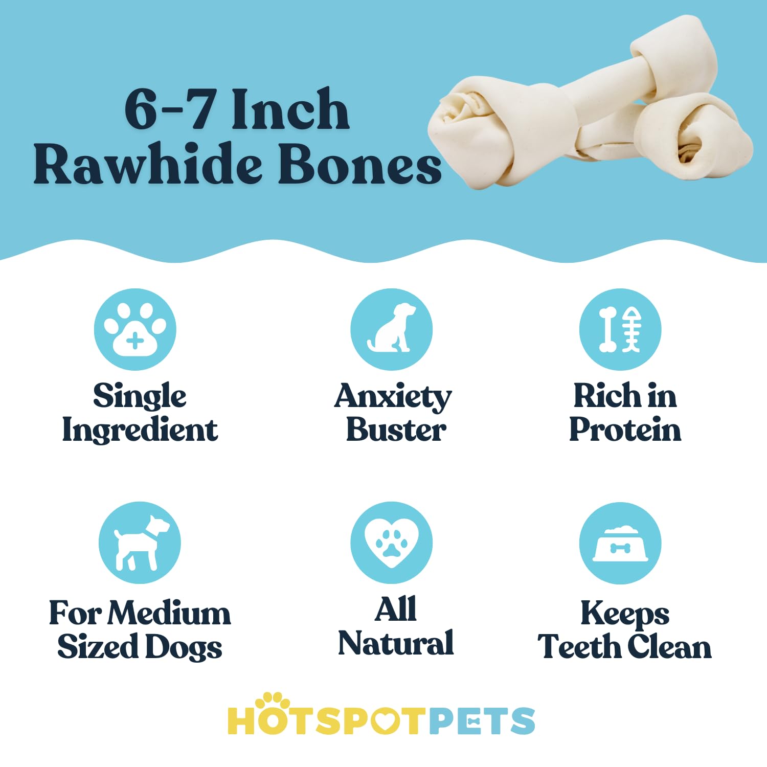 hotspot pets 10 Pack - 6-7 Inch Certified Facility Rawhide Dog Chews - from Grass Fed Brazilian Cows - Promotes Tooth Health and