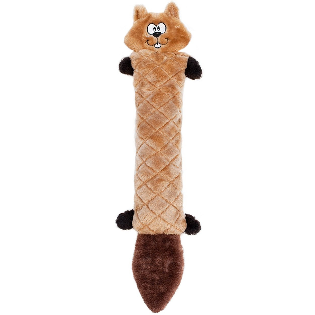 Zippypaws - Jigglerz Tough No Stuffing Squeaky Plush Dog Toy With Crinkle Head And Tail - Chipmunk