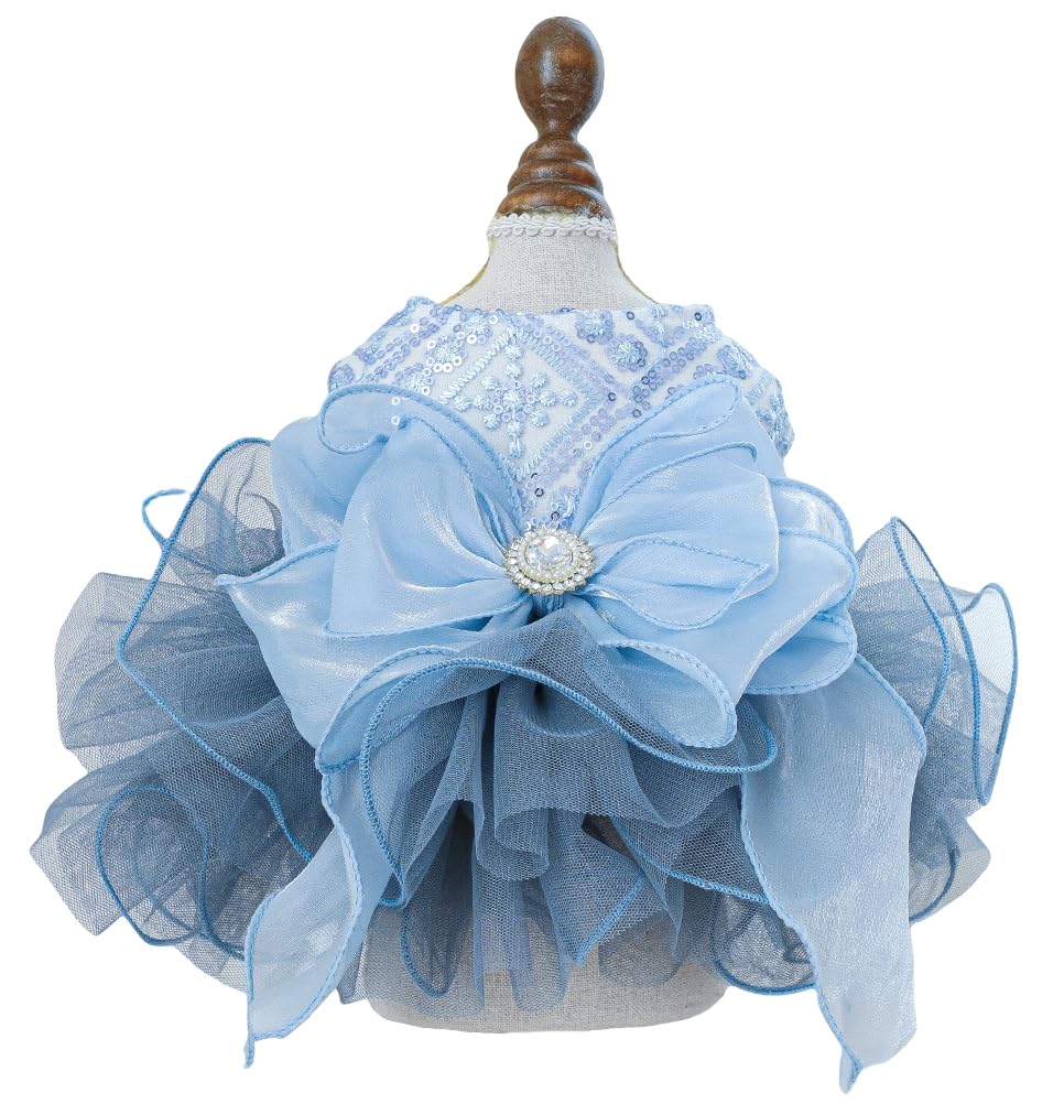 Marupet Fashion Sweet Puppy Dog Blingbling Princess Skirt Pet Dog Lace Cake Camisole Tutu Dress E-Navy S
