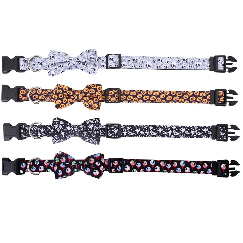 Halloween Dog Collar With Removable Cute Bow Tie Adjustable Pet Collars Small