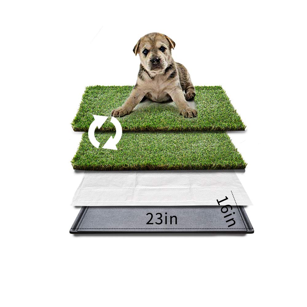Hq4Us Dog Grass Pad With Tray Small Dog Litter Box Toilet, 10 Lbs Puppy, 2?rtificial Grass For Dogs,Pee Pad, Realistic, Bite Resistance Turf, Less Stink, Potty For Balcony, Hq4Us 4Legs