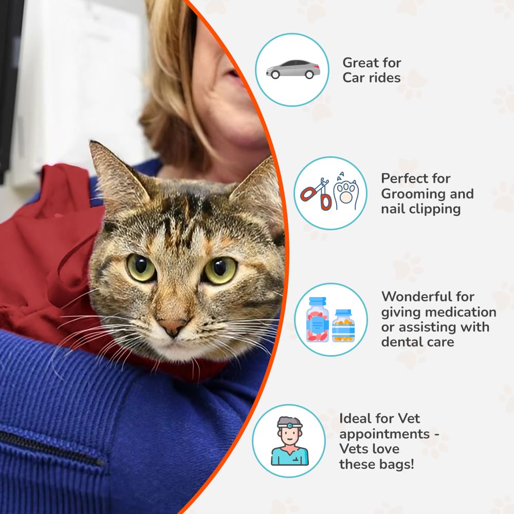CAT-IN-THE-BAG COZY COMFORT Small Red Cat Carrier - Cotton Pet Bag for Grooming, Vet Visits, and Travel (Model 513000)