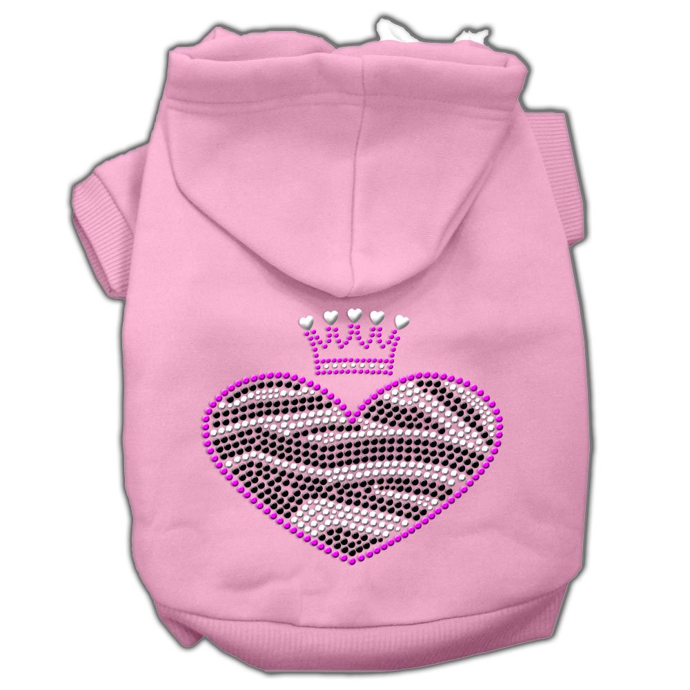 Mirage Pet Products 10&quot; Zebra Heart Rhinestone Hoodies, Small, Pink