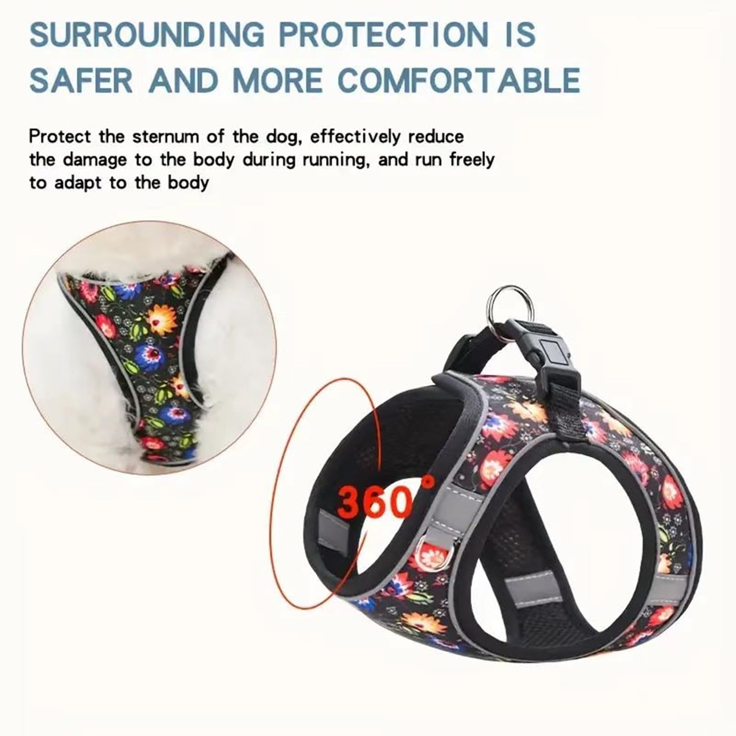 KocaPlye Step in Dog Harness No Pull Flower Adjustable Soft Mesh Padded Reflective Pet Vest Harness and Leash Set for Small Medi