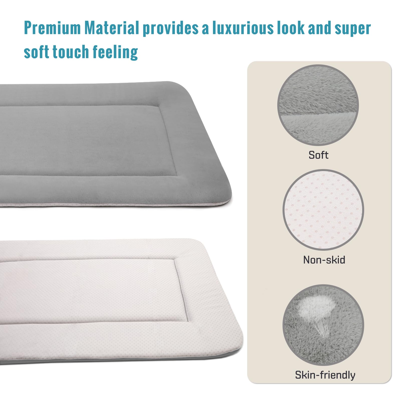Magic Dog Extra Large Dog Bed Soft Dog Crate Pad Dog Mat, Jumbo 48 Inches Machine Washable Pet Bed Kennel Pad With Non-Slip Bott