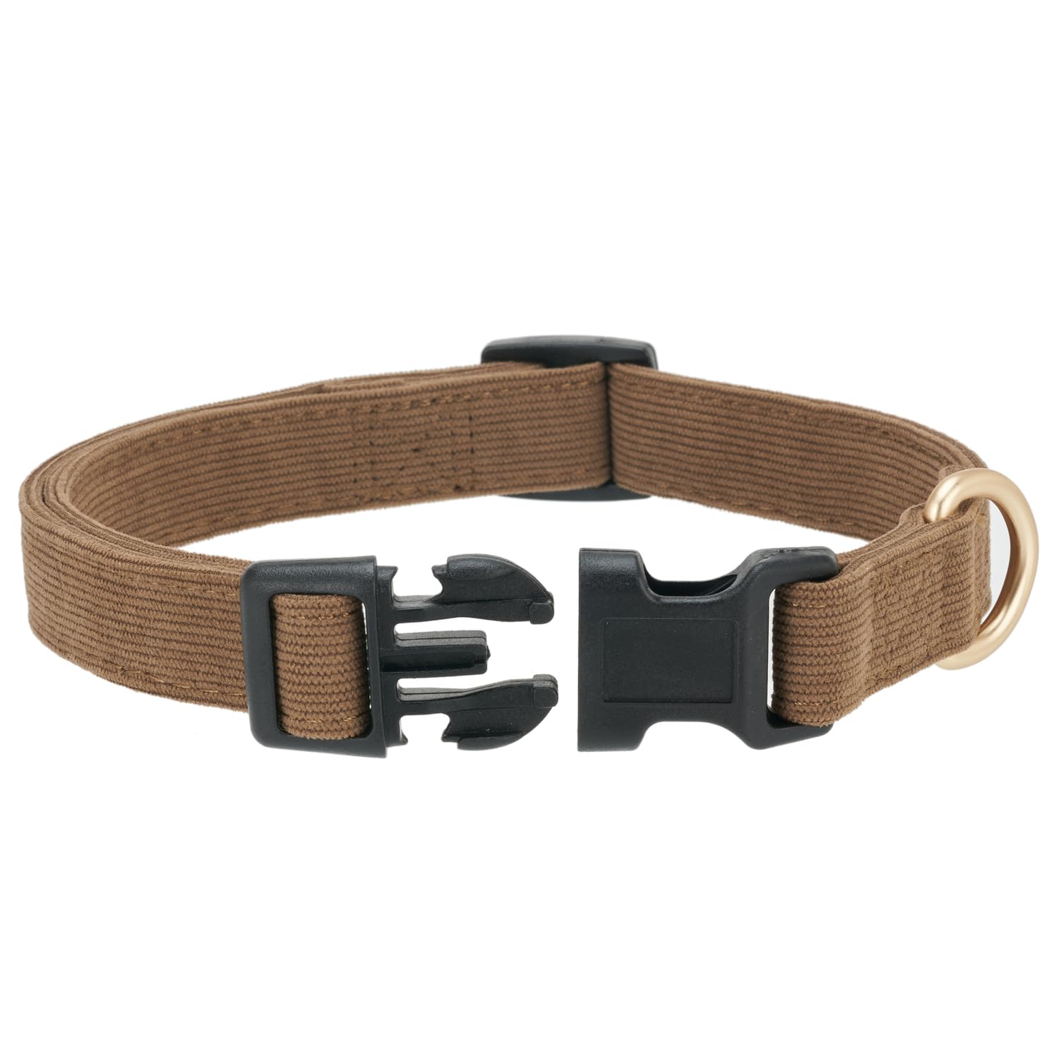 Petiry Soft Corduroy Fibric Dog Collar, Quick Side Release Buckle, for Large Dogs.(Brown,Large:17-26'')