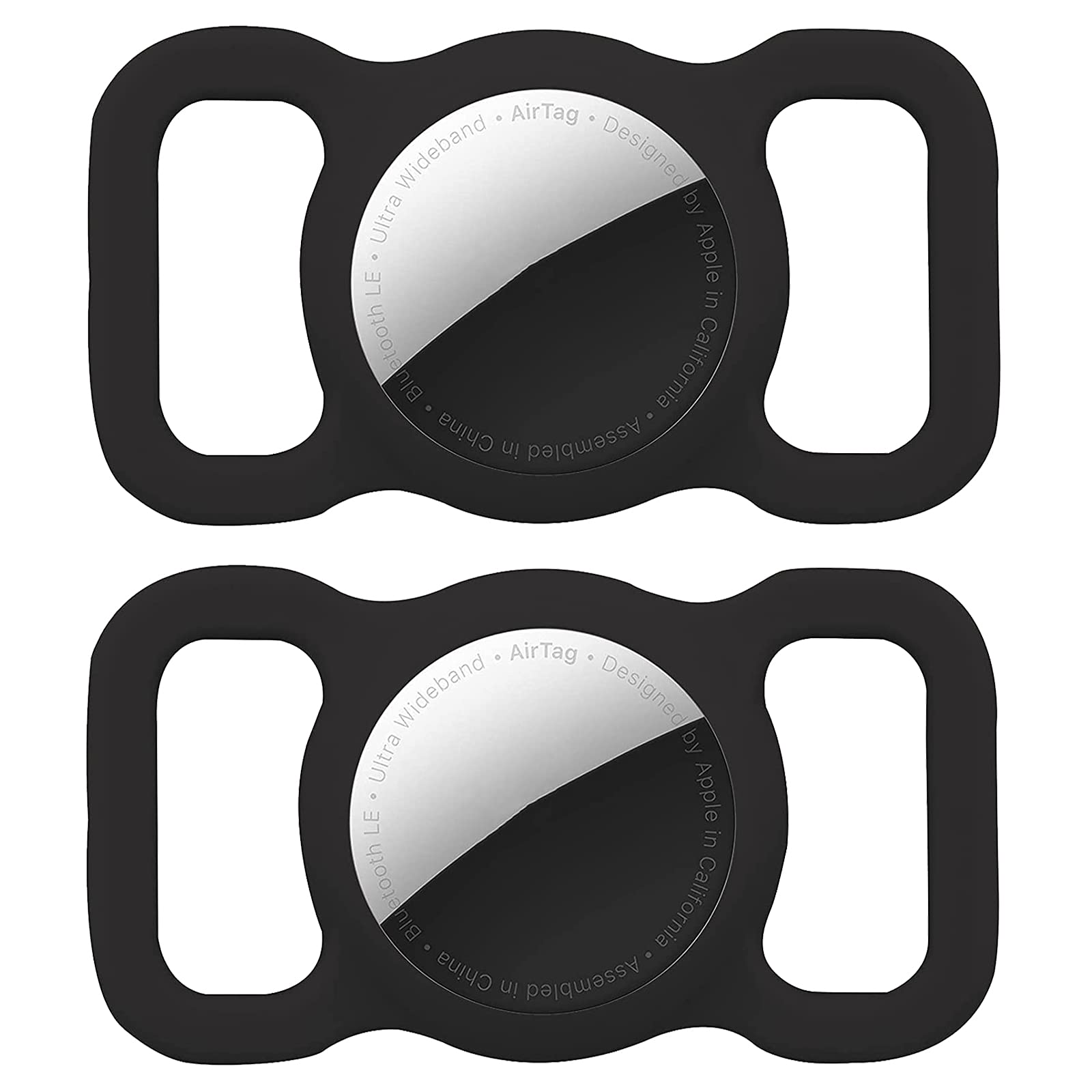 Air Tag Dog Collar Holder (2 Pack) Silicone Gps Tracker Case Anti-Lost Protective Air Tag Cat Collar Holder (2Xblack)
