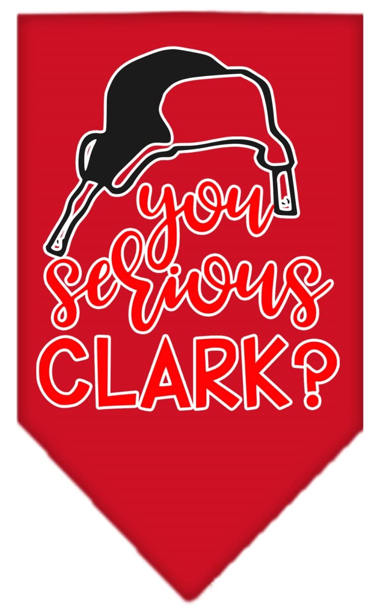 Christmas Pet and Dog Bandana Screen Printed, &quot;You Serious Clark?&quot; Red Large