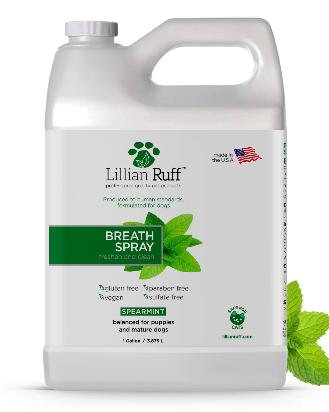 Lillian Ruff Breath Freshener Dental Care Spray - Dog Oral Health Teeth Cleaning Formula Targets Bad Dog Breath, Plaque & Tartar
