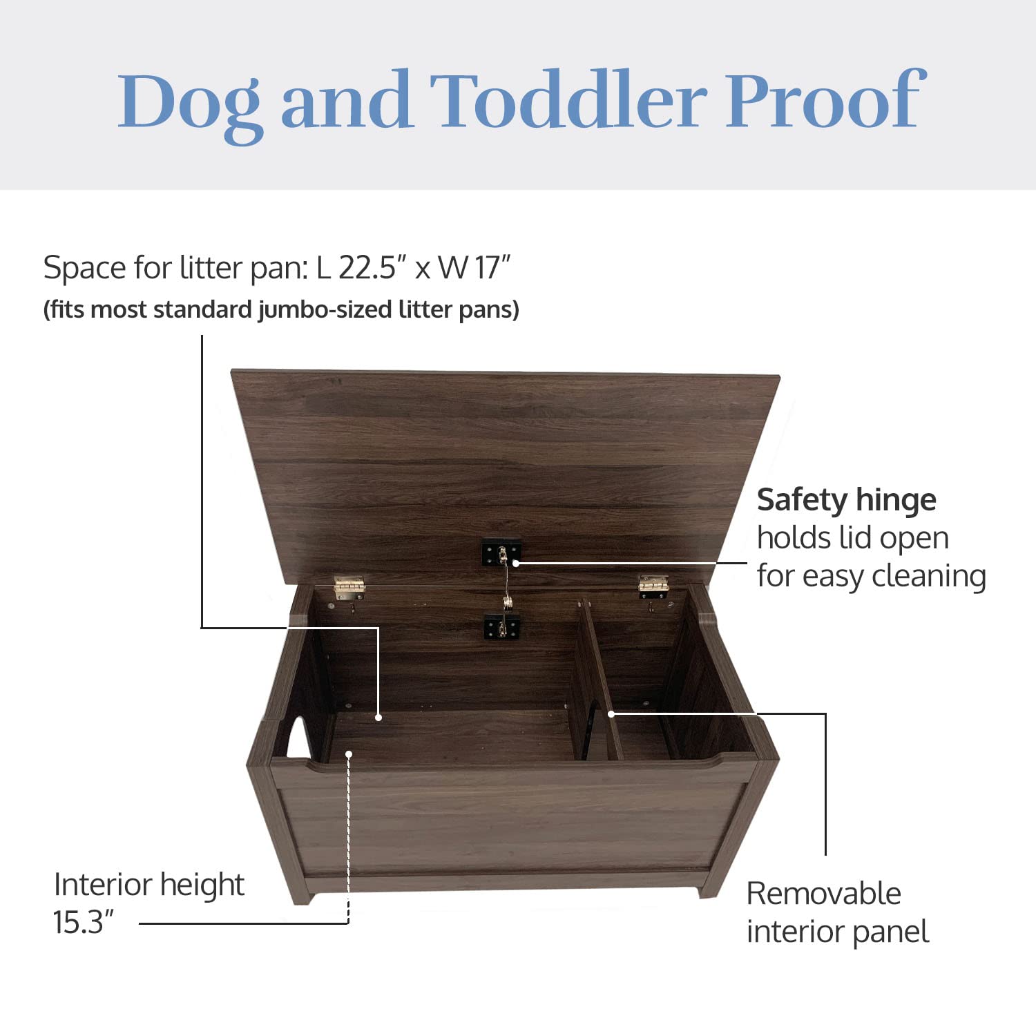 Parker Designer Catbox Cat Litter Box Enclosure, Hidden, Dog-Proof Pet Furniture With Cover, Elegant, Covered, Odor Contained For Large Cats, Cat Litter Box Furniture With Lid, Cat Litter Boxes, Oak