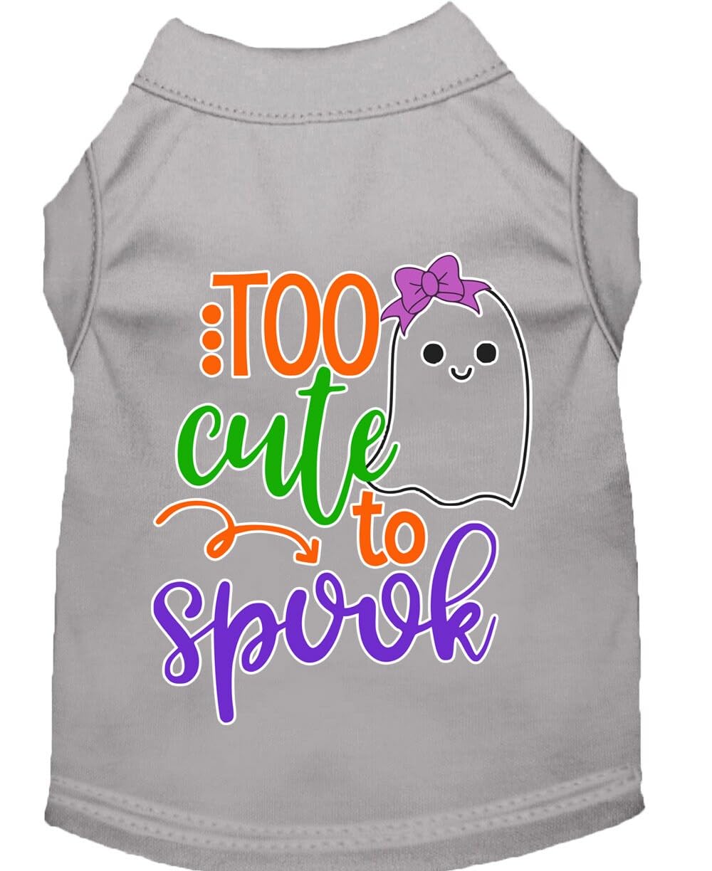Halloween Pet Dog & Cat Shirt Screen Printed, &quot;Too Cute To Spook - Girly Ghost&quot; Gray 2XL (20-25 lbs.)