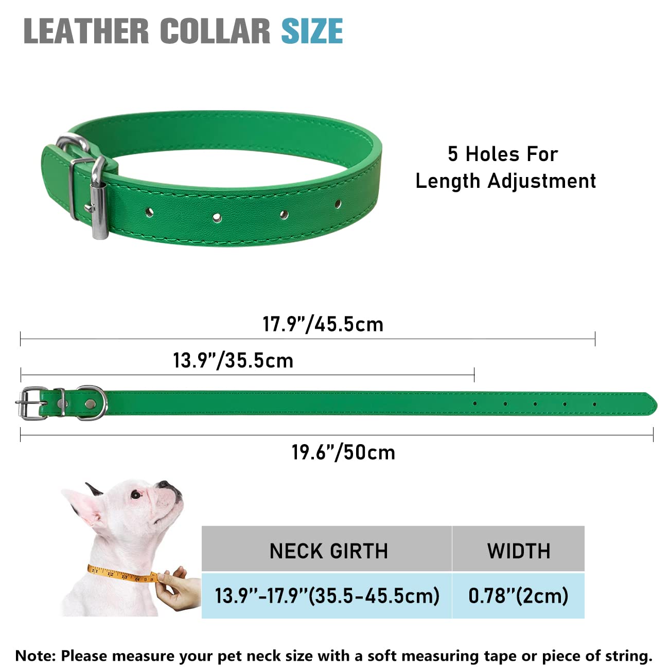 Pet Collars - Leather Small Dog Collars - 12 Color Adjustable Id Collar Identification Leather For Puppy Medium Large Breed Dogs