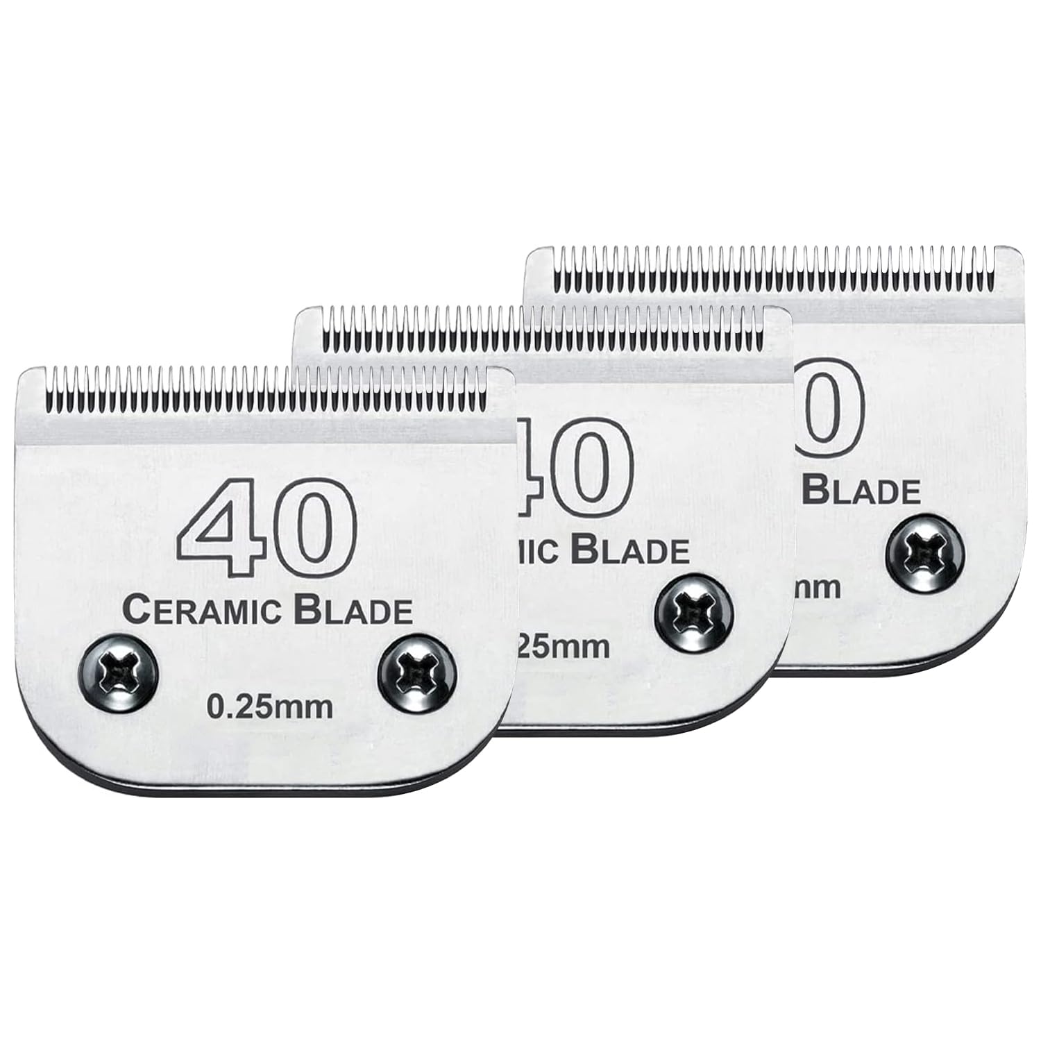 Audoc 3Pcs 40 Blade Dog Grooming Clipper Replacement Blades Compatible With Wahl/Oster Dog Clippers,Detachable Ceramic Blade & S